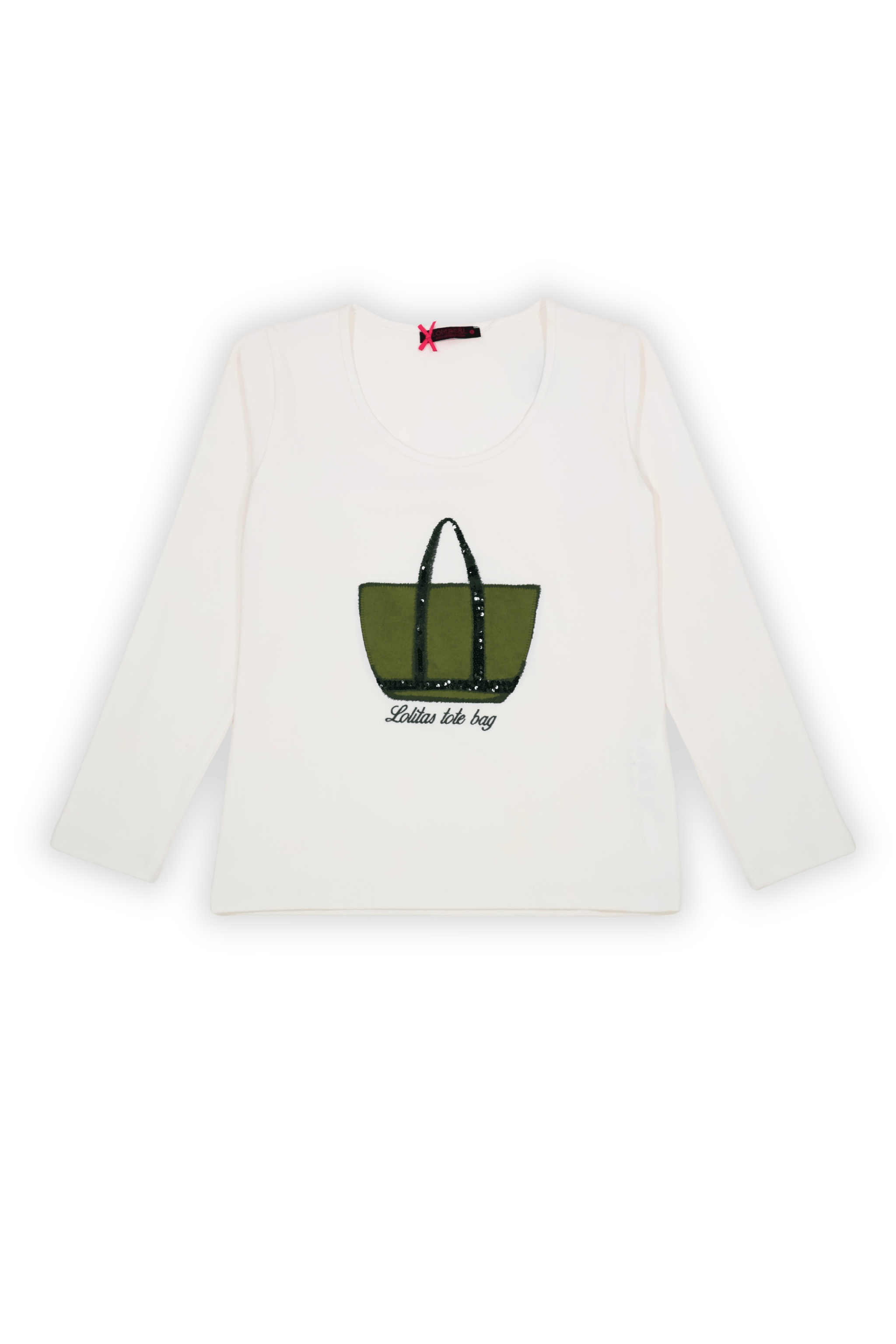 Camiseta blanca bordado bolsito verde manga larga Lolitas&L - lolitasyl.com
