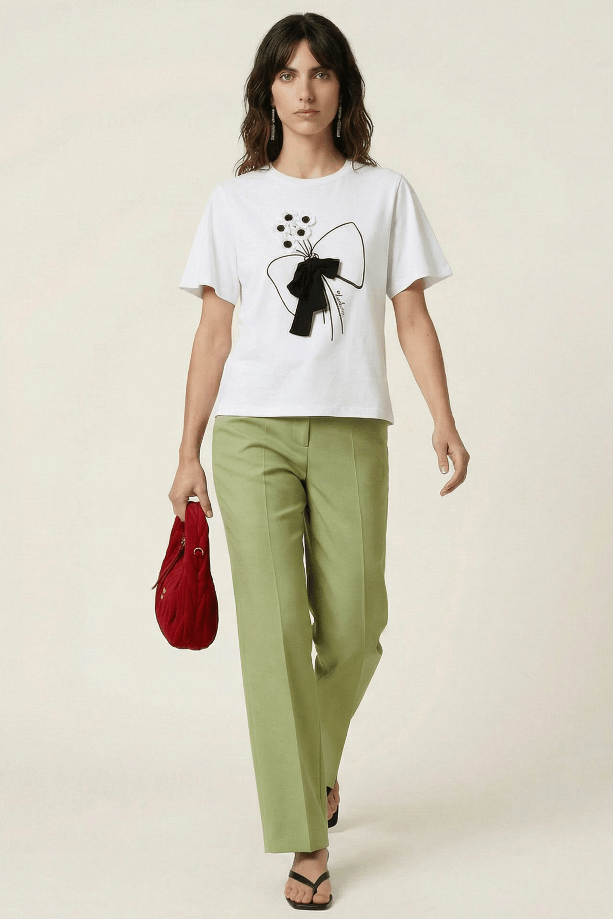 Camiseta blanca bordado con lazo grogre Lolitas&L - lolitasyl.com