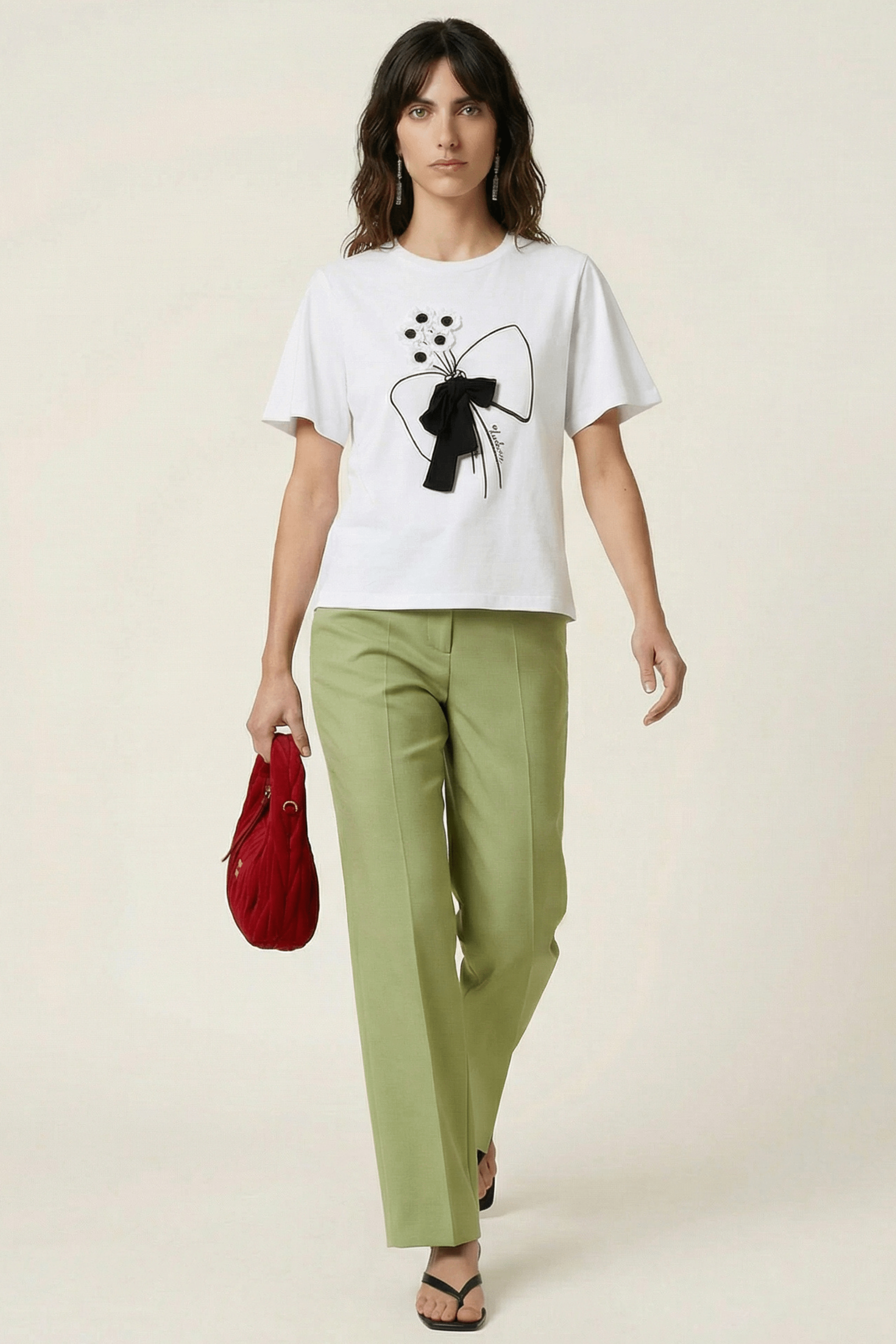 Camiseta blanca bordado con lazo grogre Lolitas&L - lolitasyl.com