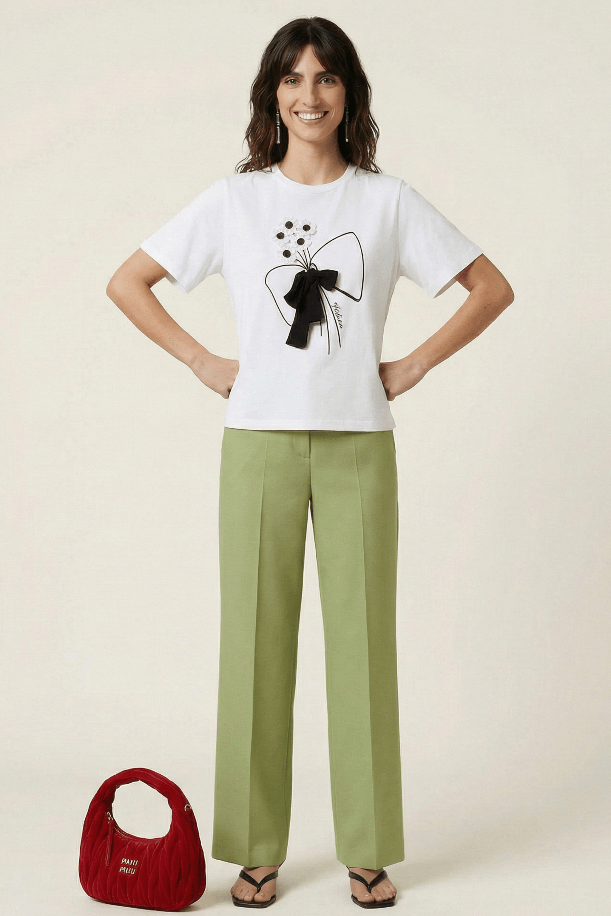 Camiseta blanca bordado con lazo grogre Lolitas&L - lolitasyl.com