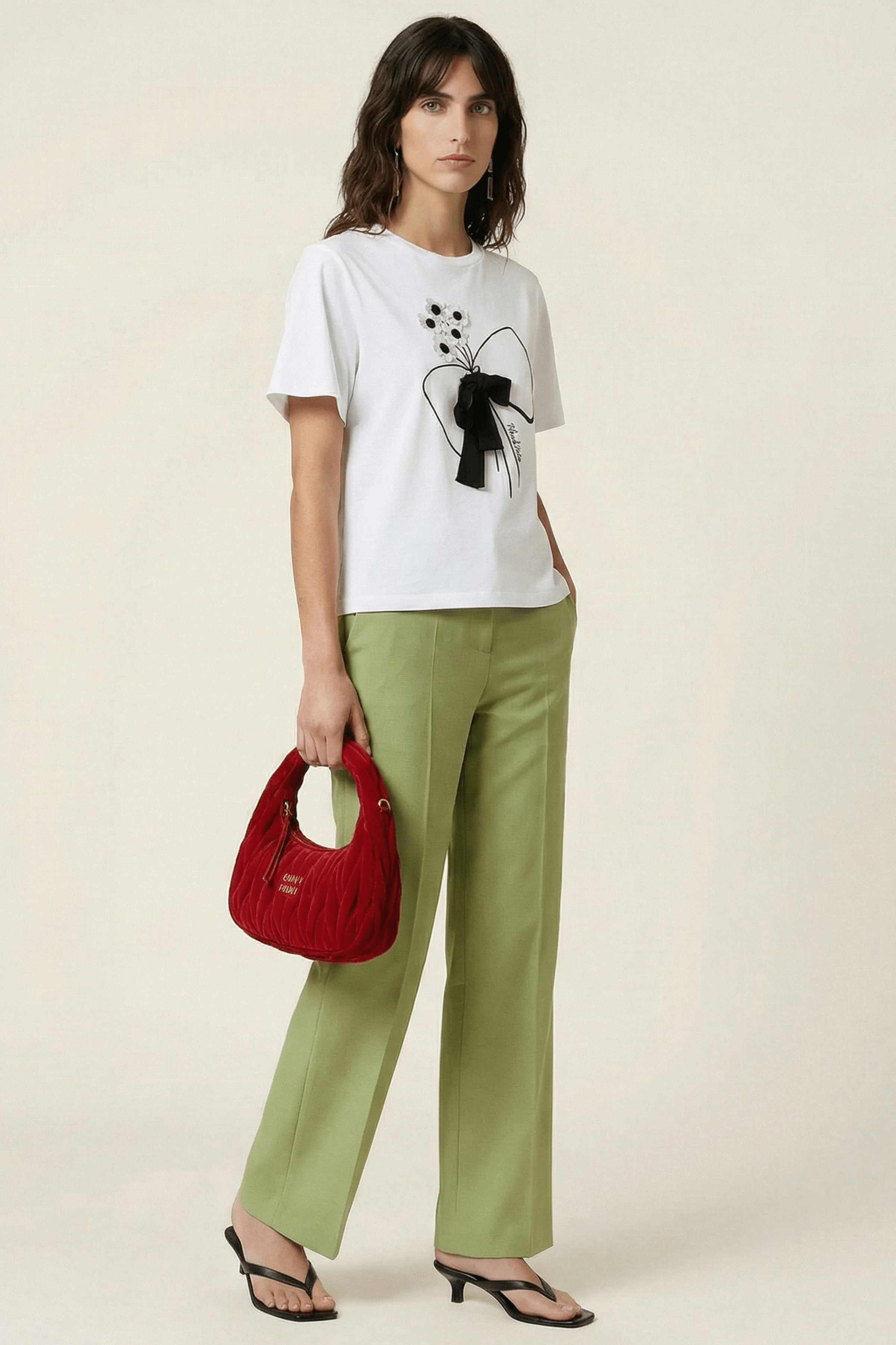 Camiseta blanca bordado con lazo grogre Lolitas&L - lolitasyl.com