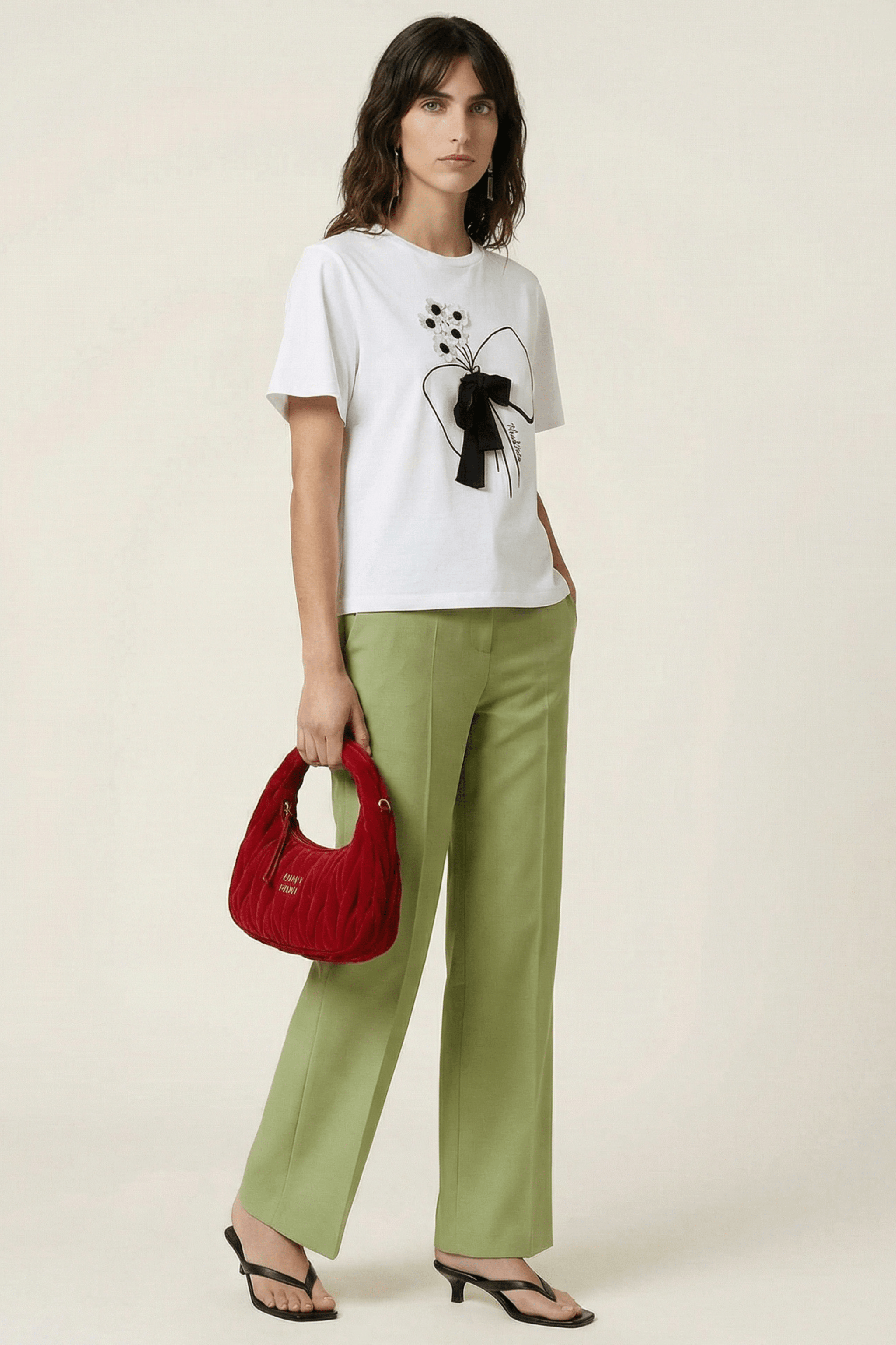 Camiseta blanca bordado con lazo grogre Lolitas&L - lolitasyl.com