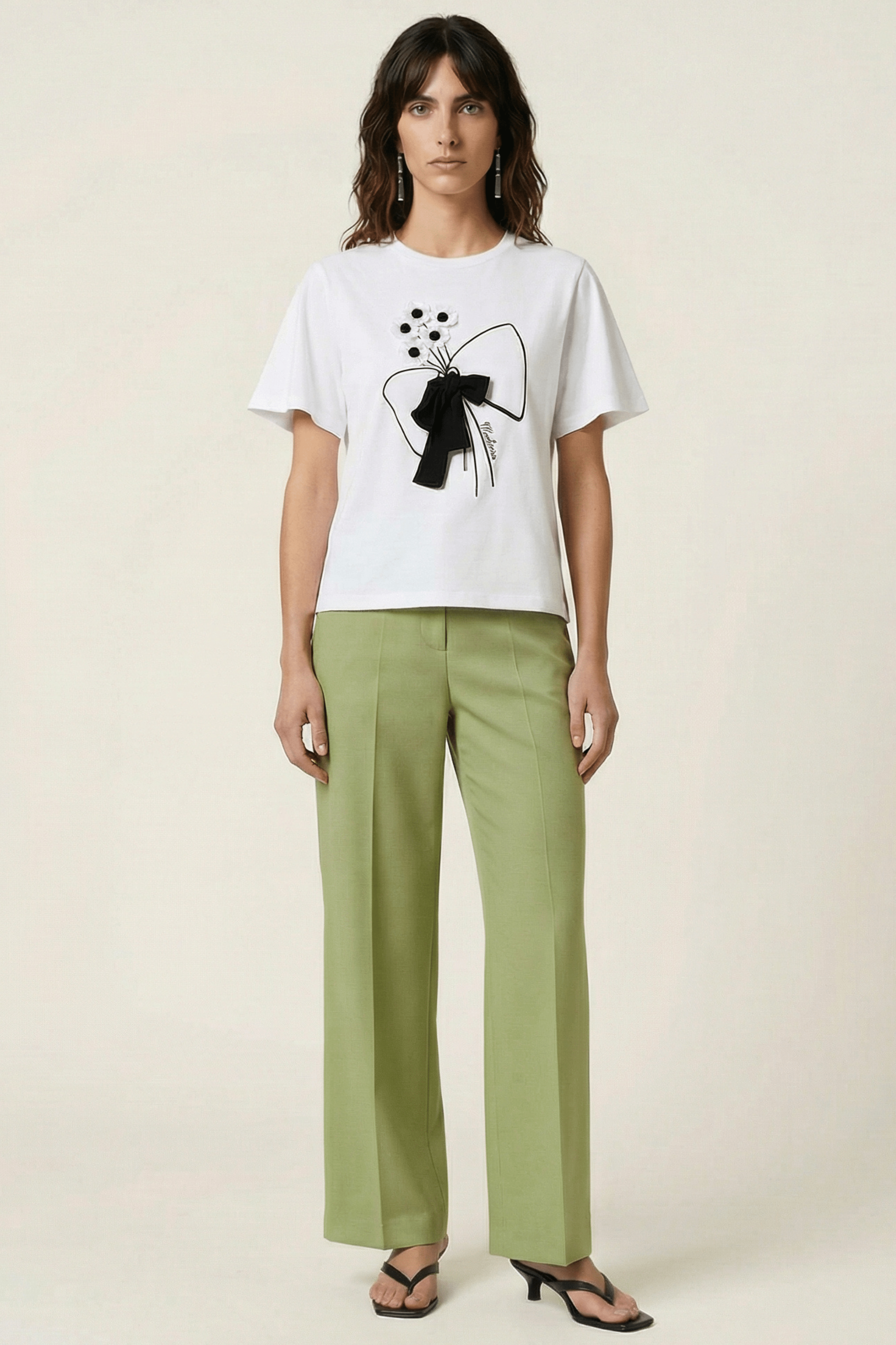 Camiseta blanca bordado con lazo grogre Lolitas&L - lolitasyl.com