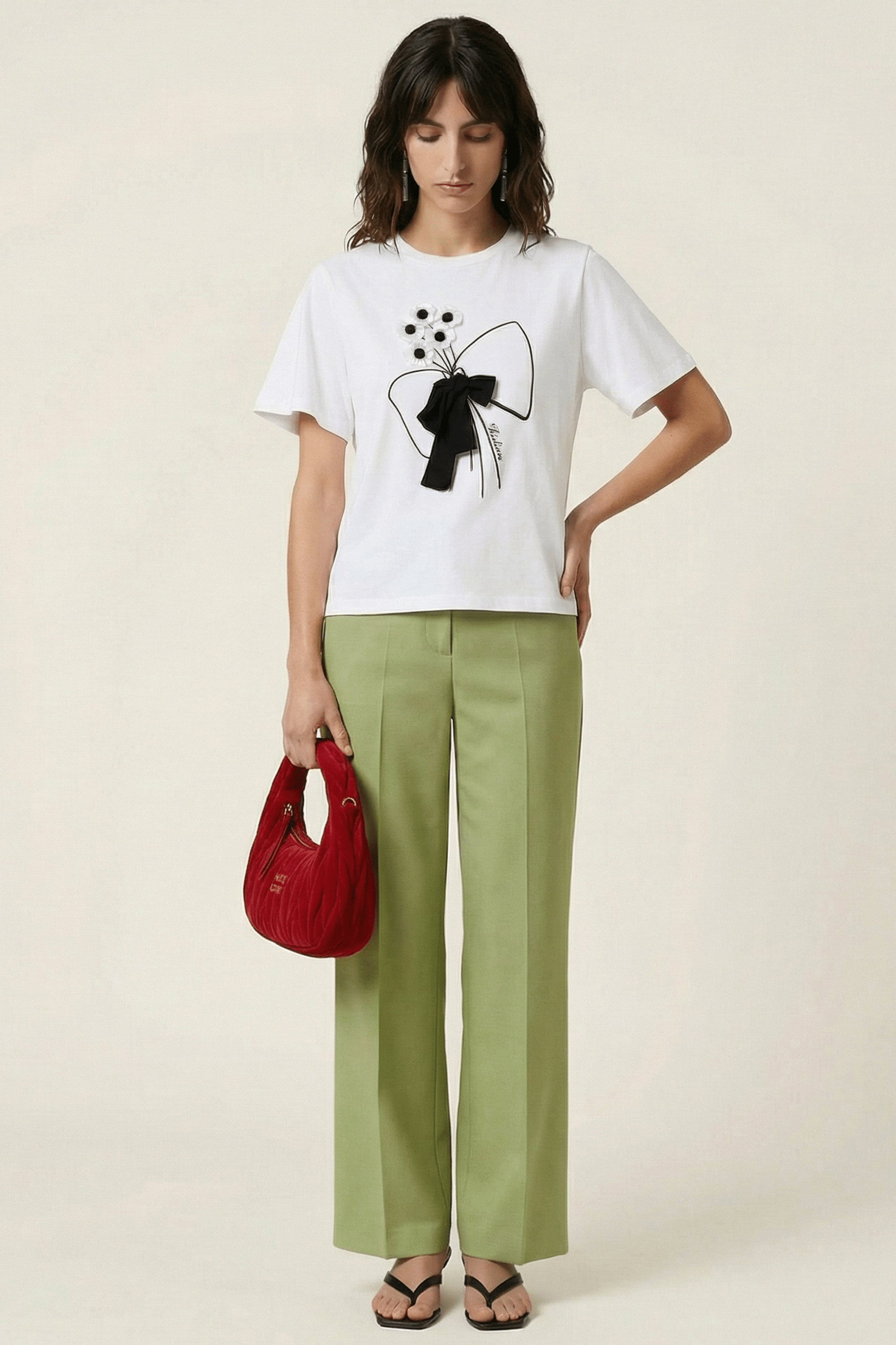 Camiseta blanca bordado con lazo grogre Lolitas&L - lolitasyl.com