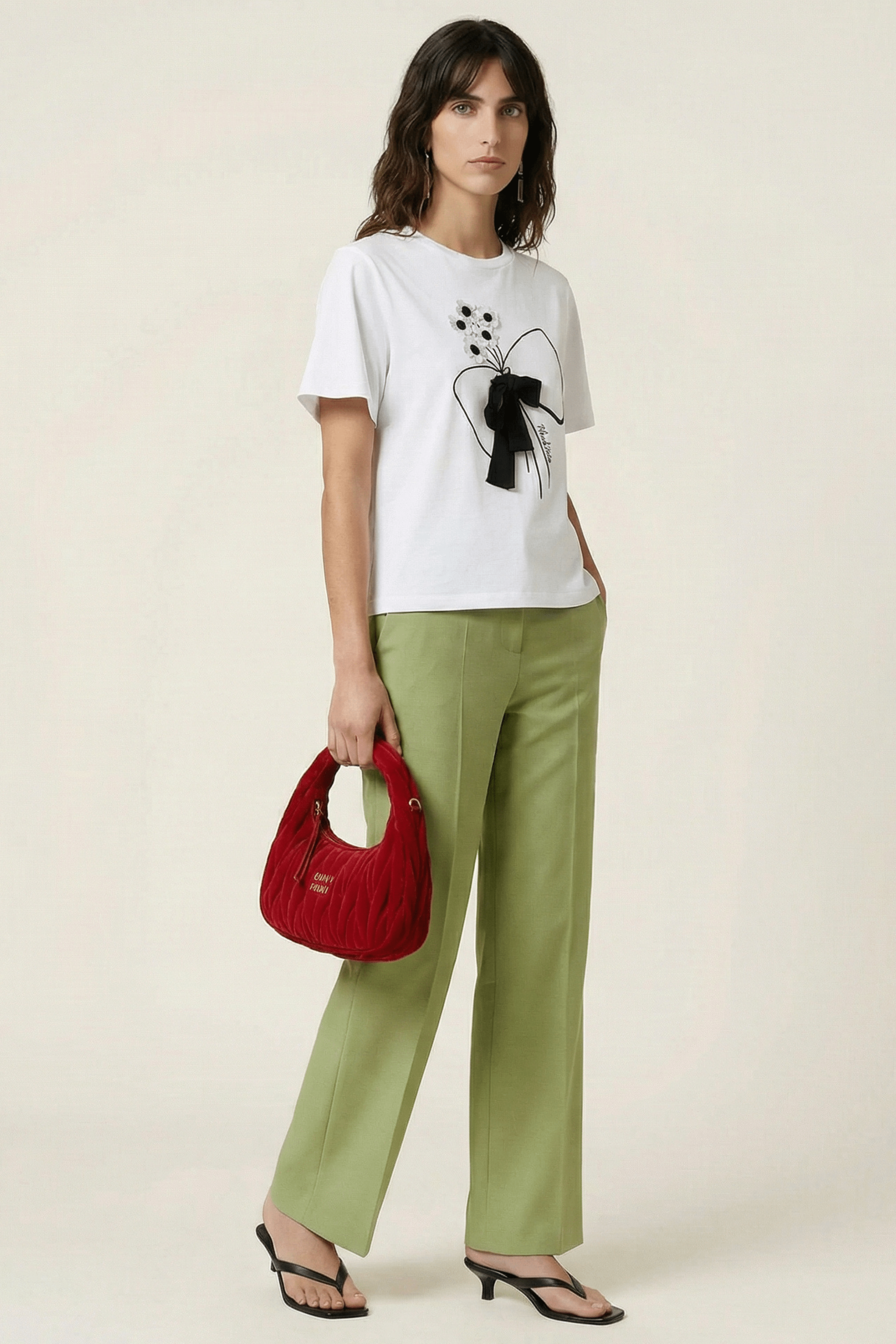 Camiseta blanca bordado con lazo grogre Lolitas&L - lolitasyl.com