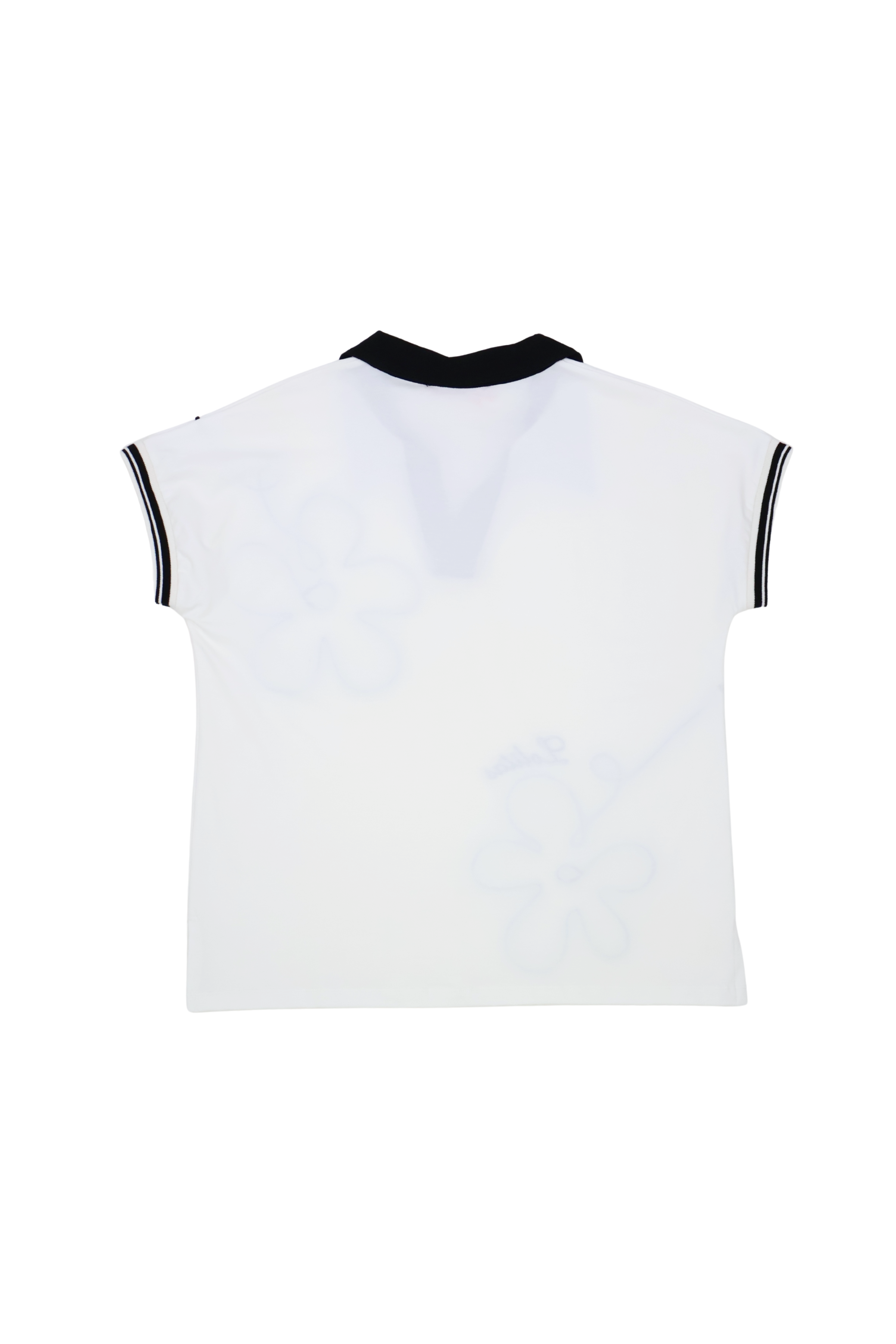 Camiseta blanca con bordado flor y cuello polo Lolitas&L