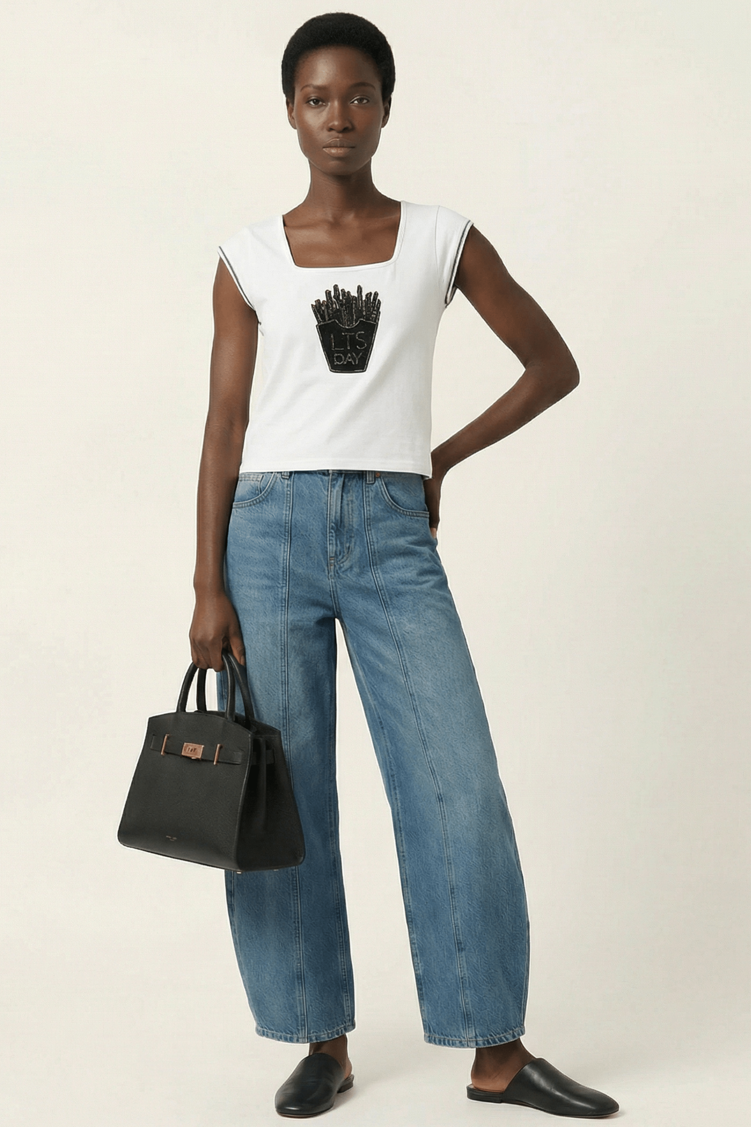 Camiseta blanca bordado lts day escote cuadrado sin mangas Lolitas&L - lolitasyl.com