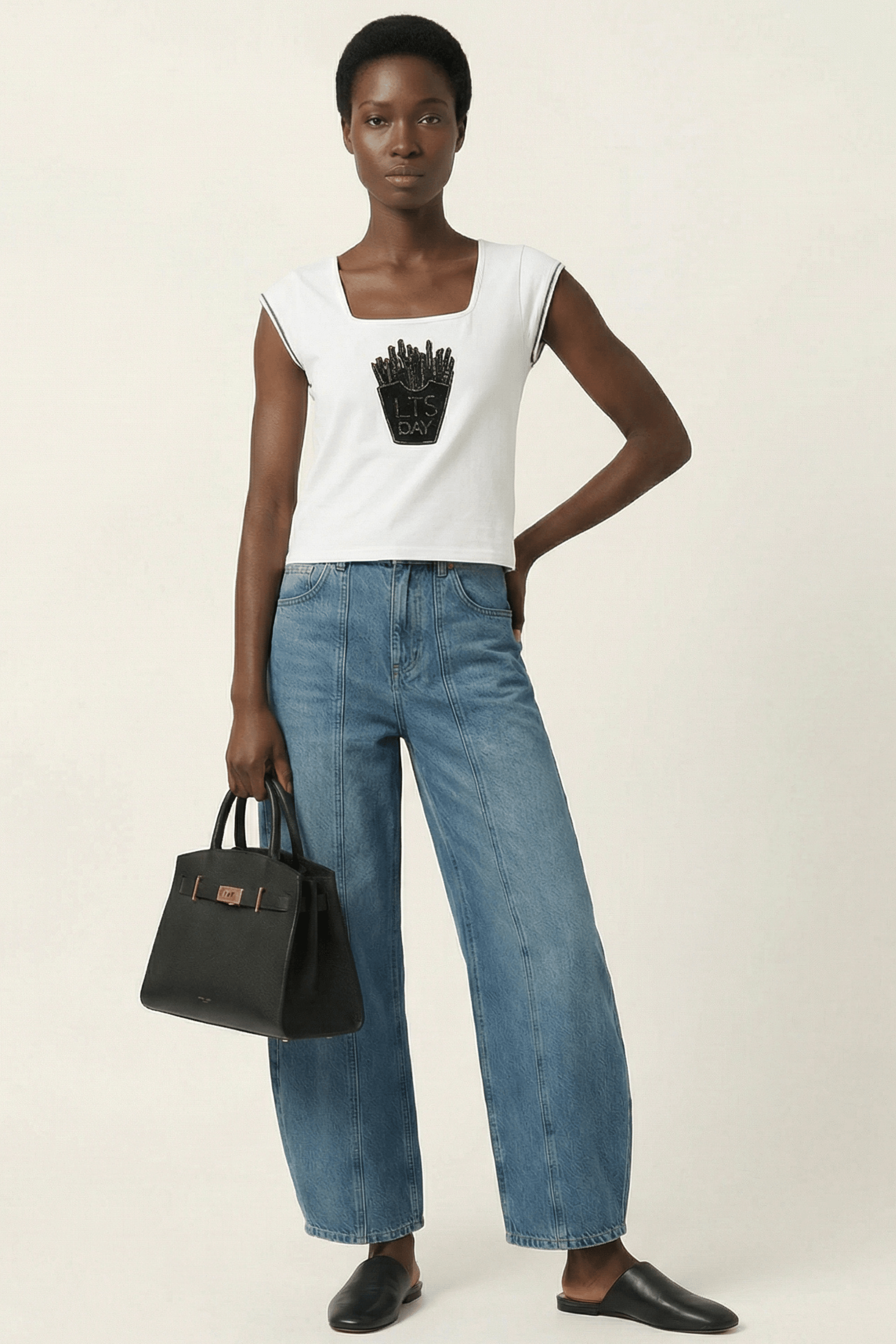 Camiseta blanca bordado lts day escote cuadrado sin mangas Lolitas&L - lolitasyl.com