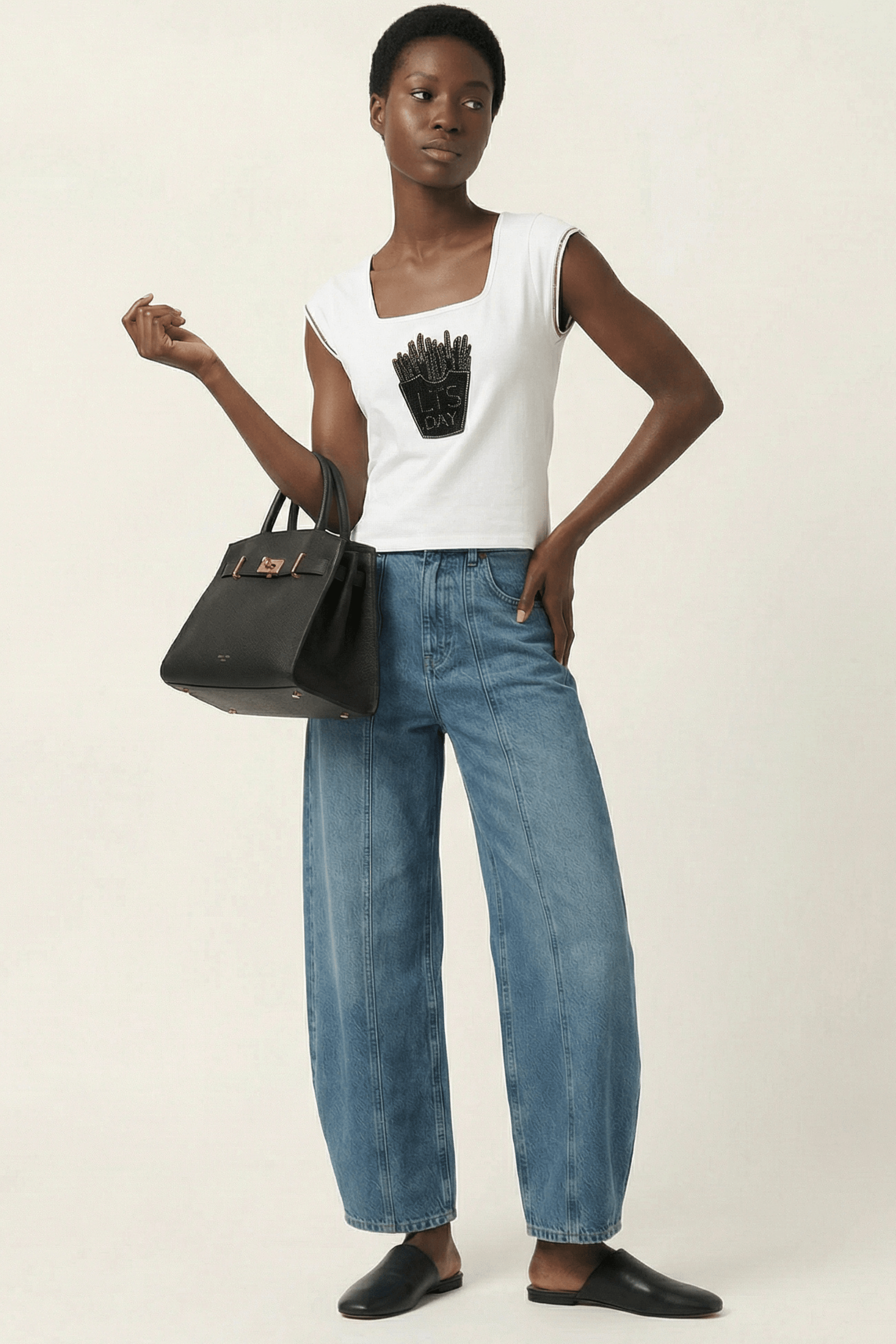 Camiseta blanca bordado lts day escote cuadrado sin mangas Lolitas&L - lolitasyl.com