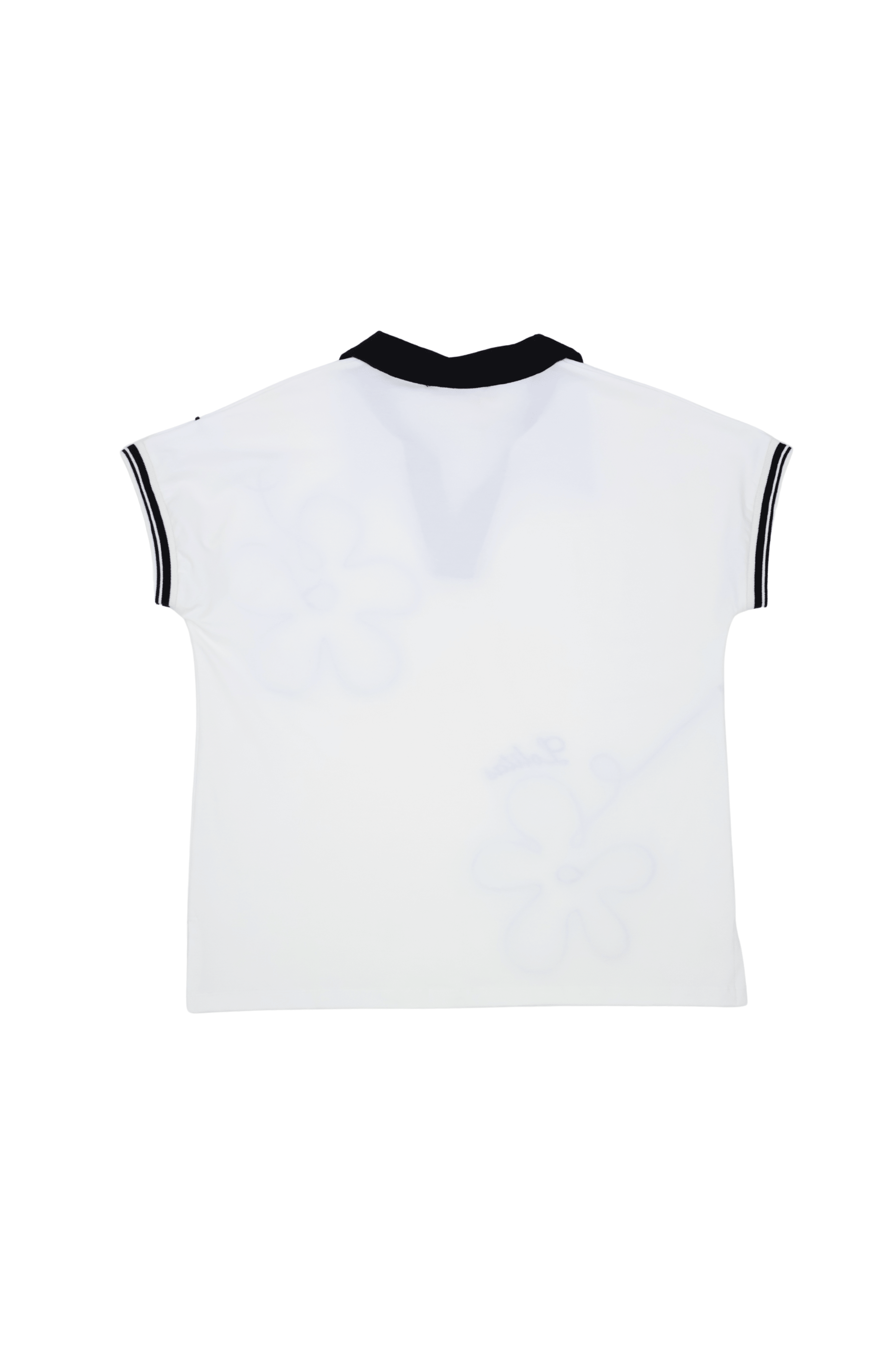 Camiseta blanca con bordado flor y cuello polo Lolitas&L - lolitasyl.com