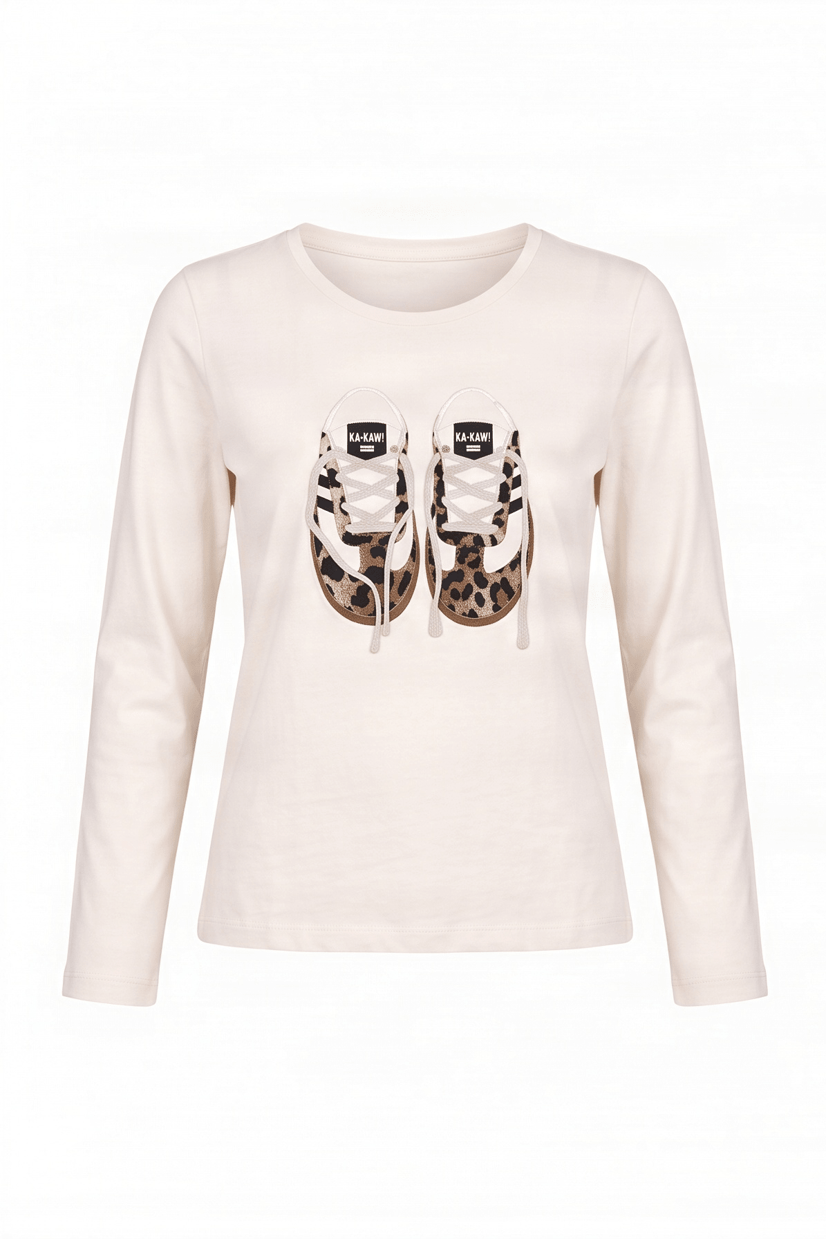 Camiseta blanca con bordado sneakers manga larga Lolitas&L - lolitasyl.com