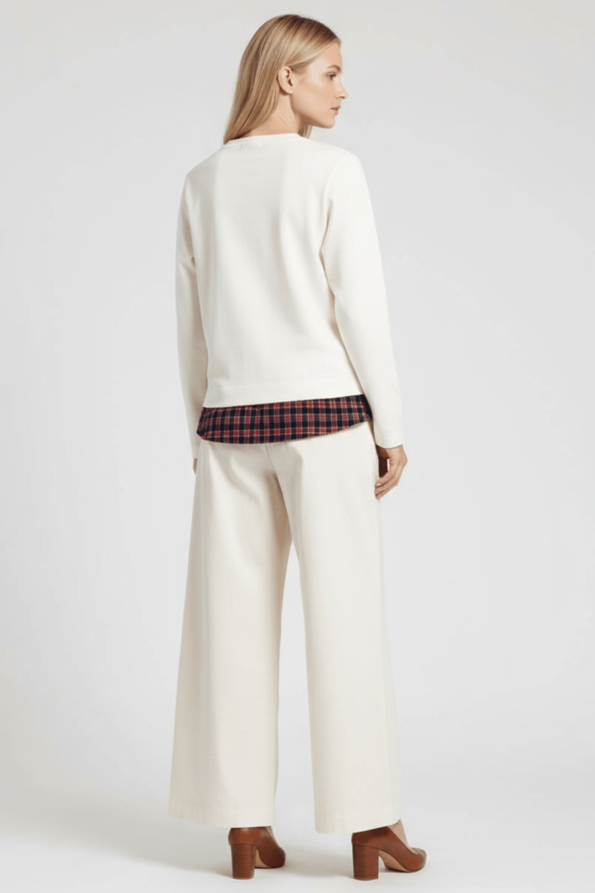 Camiseta blanca con estampado muñeca y lazo cuadro escoces Lolitas&L - lolitasyl.com