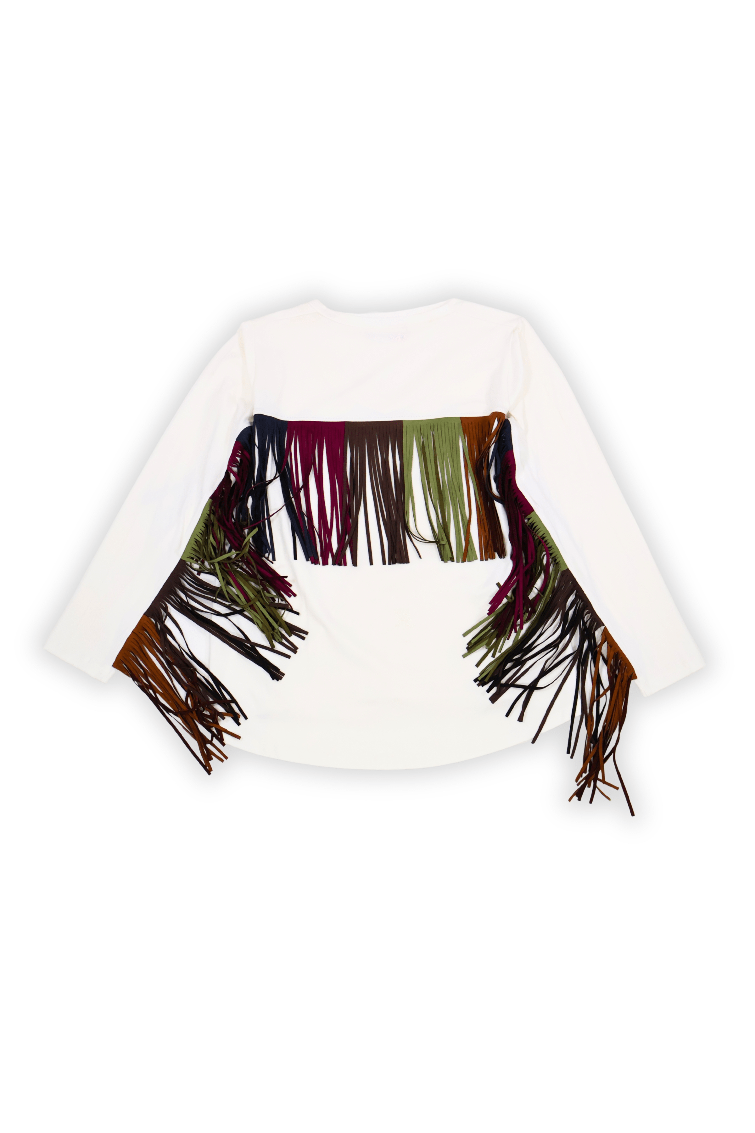 Camiseta blanca con flecos en espalda manga larga Lolitas&L - lolitasyl.com