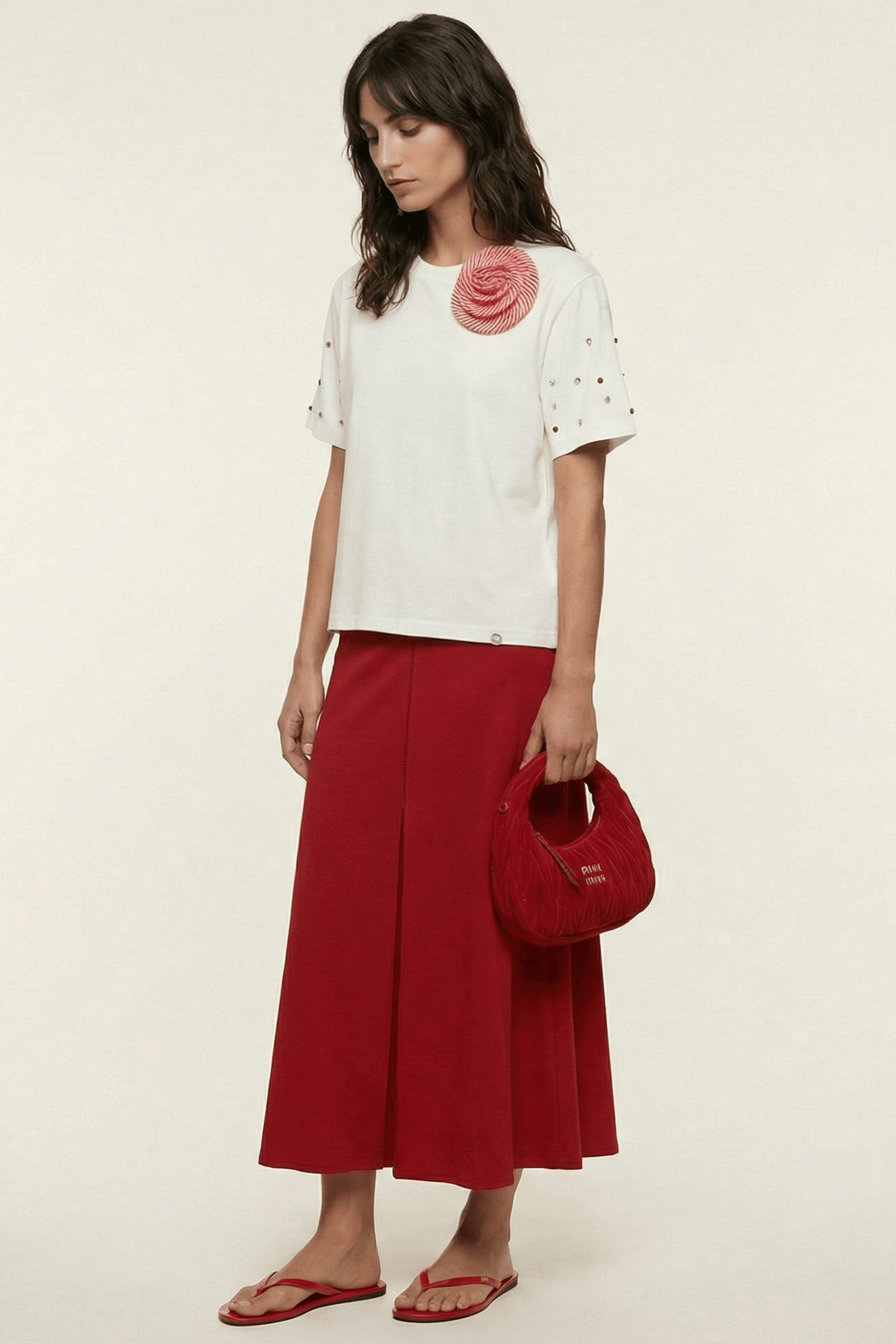 Camiseta blanca con flor y strass rosa Lolitas&L - lolitasyl.com