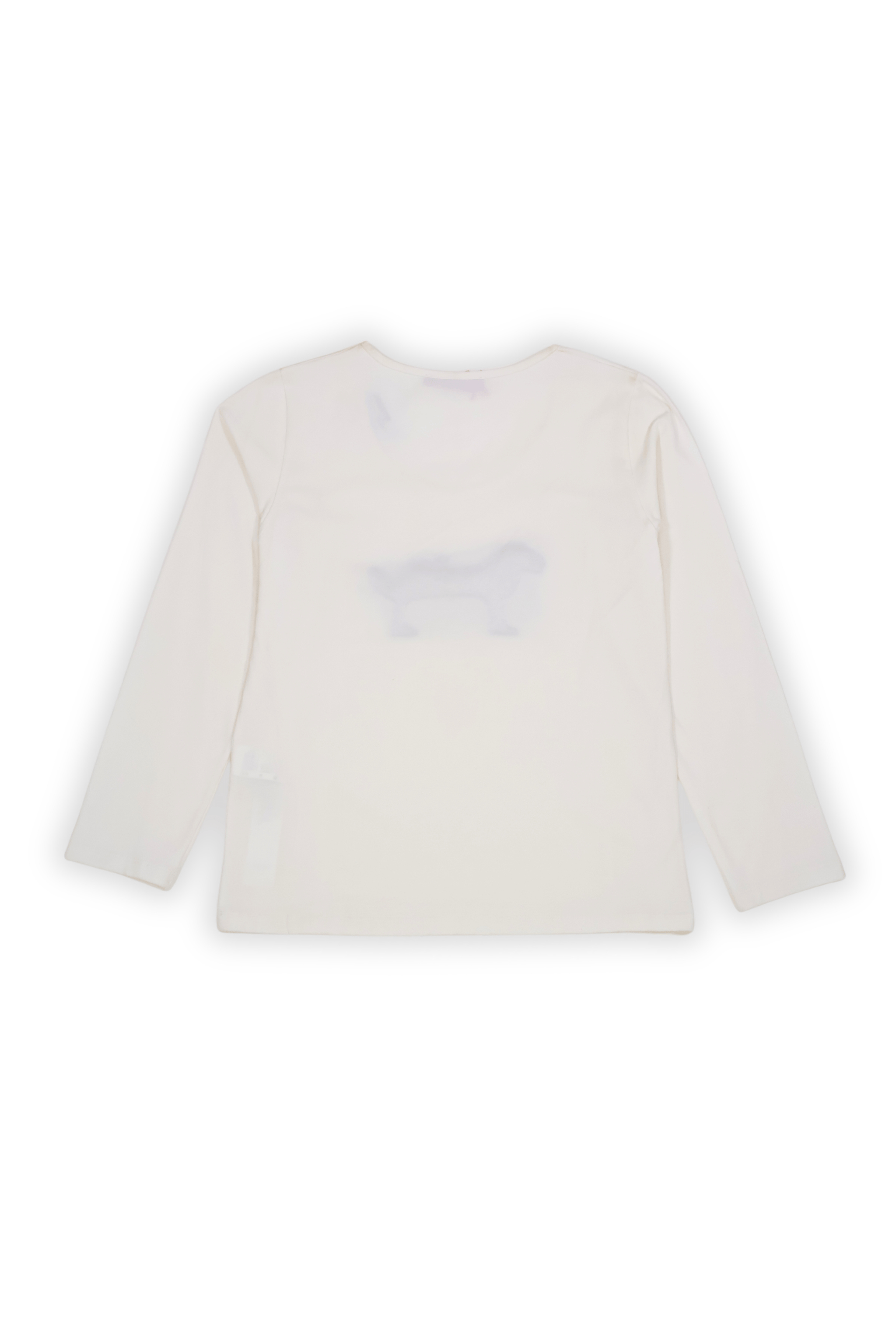 Camiseta blanca con perro bordado de flecos manga larga Lolitas&L - lolitasyl.com