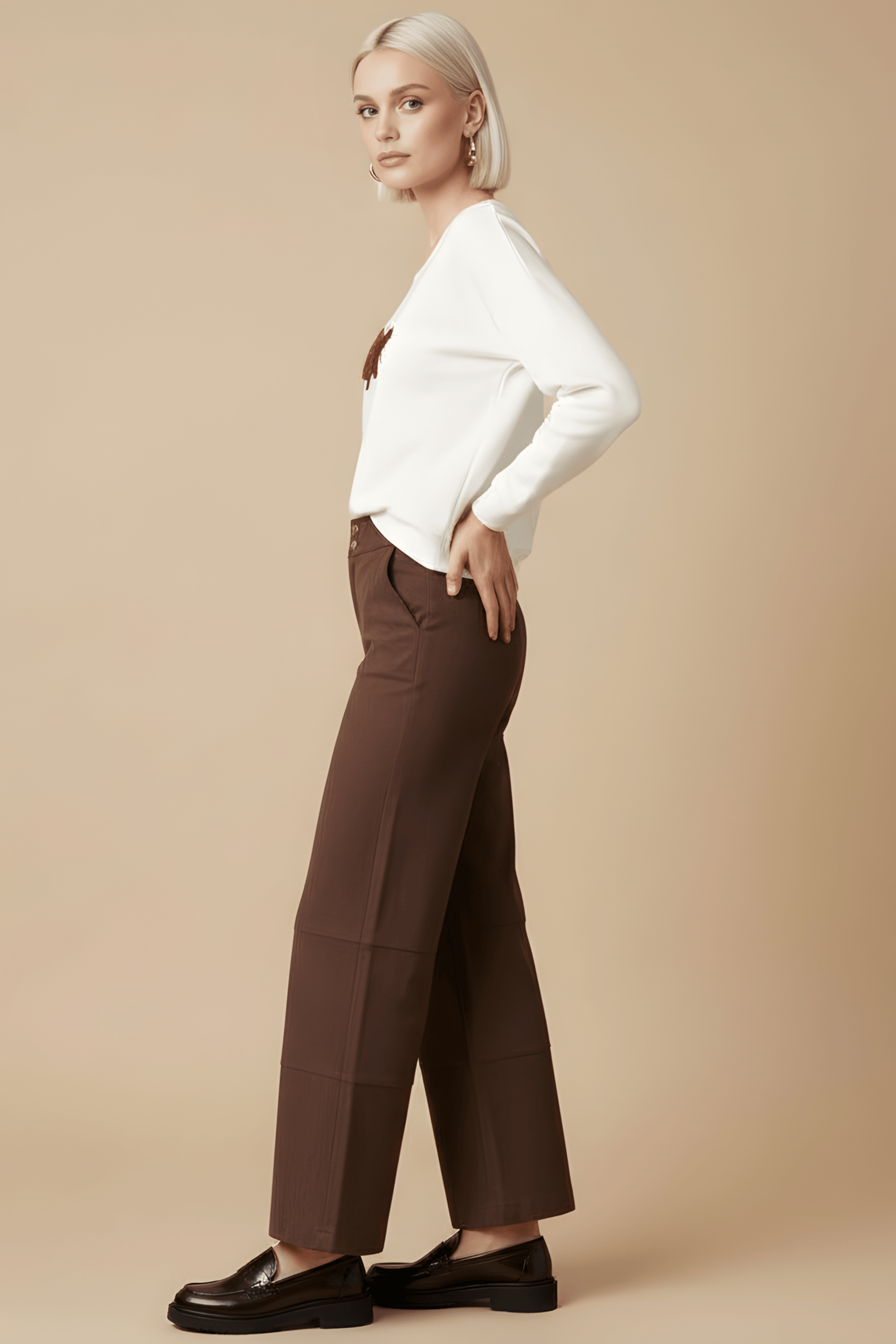 Camiseta blanca con perro bordado de flecos manga larga Lolitas&L - lolitasyl.com