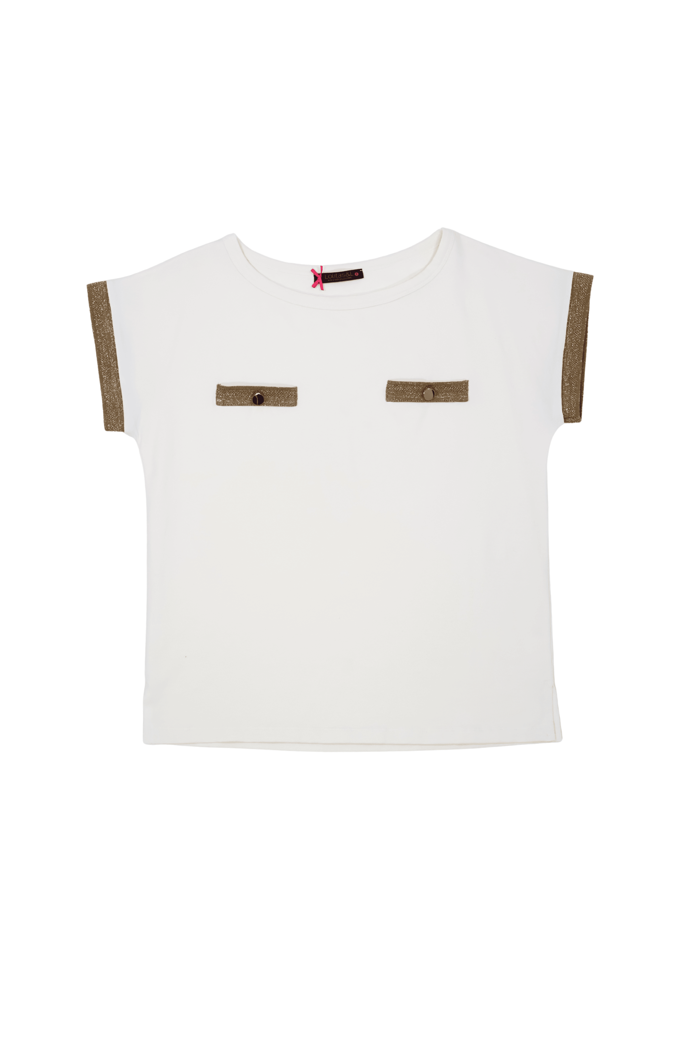 Camiseta blanca con ribetes lourex dorados y botones Lolitas&L - lolitasyl.com