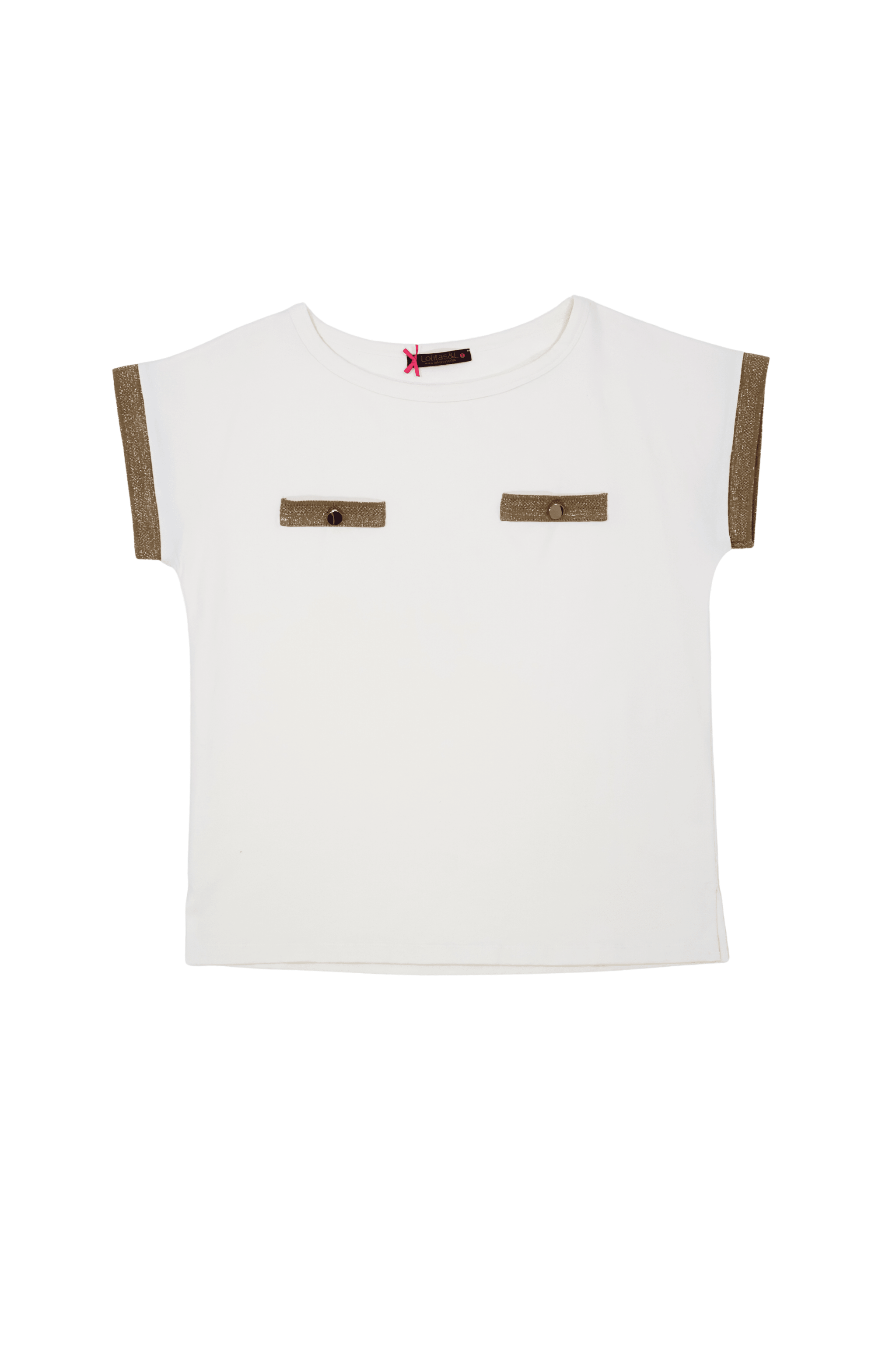 Camiseta blanca con ribetes lourex dorados y botones Lolitas&L - lolitasyl.com