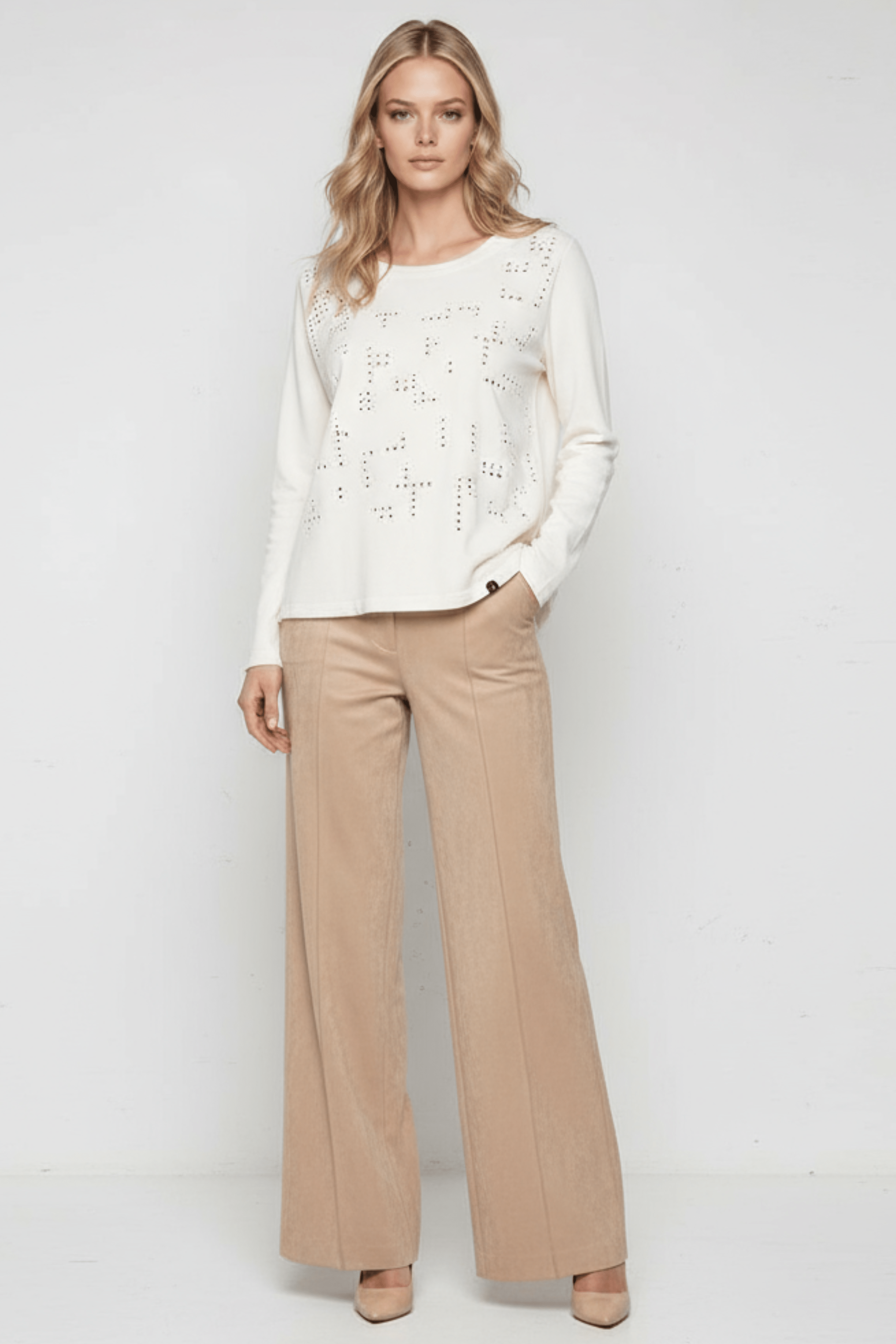 Camiseta blanca con strass multicolor manga latga Lolitas&L - lolitasyl.com