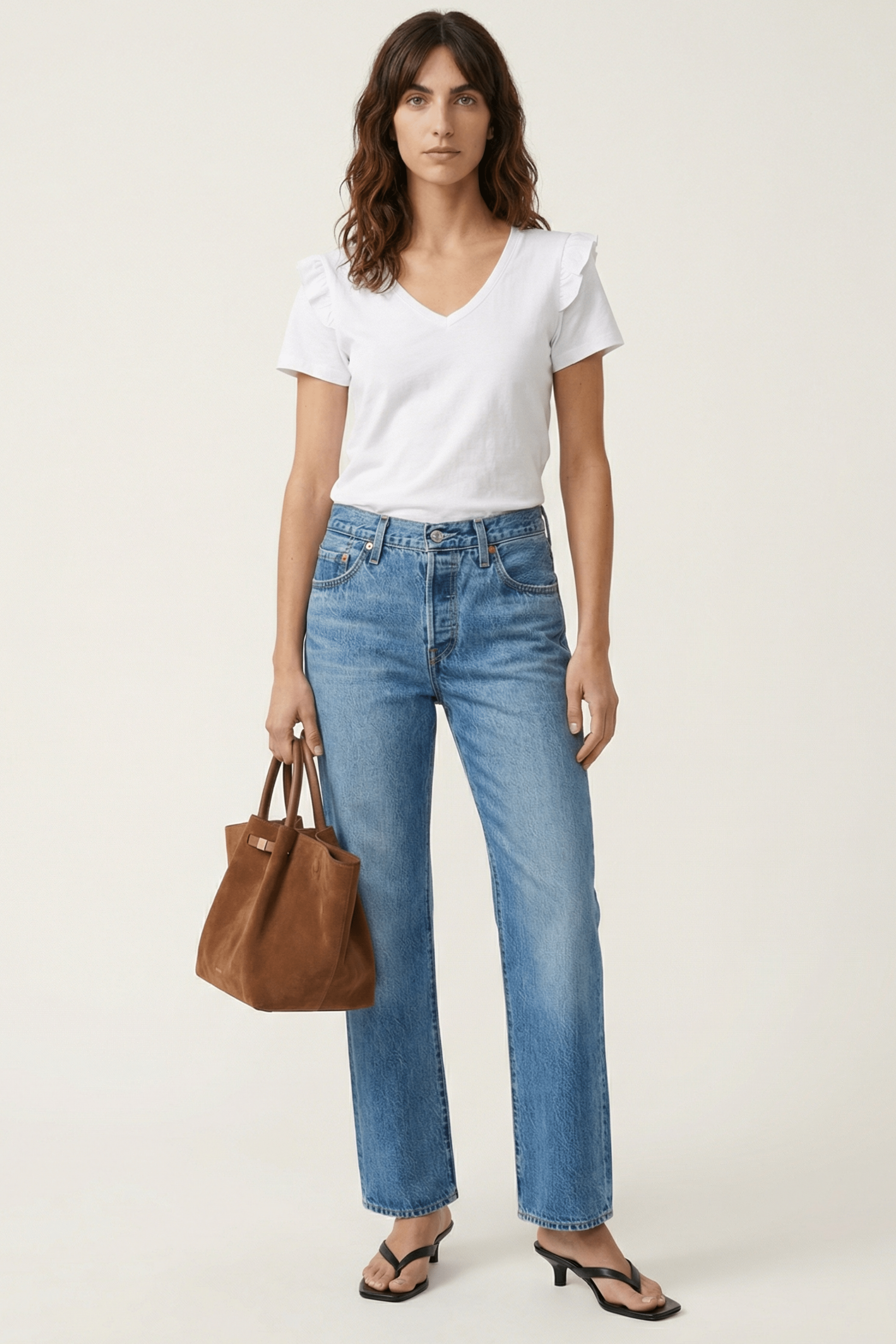 Camiseta blanca con volante en hombros Lolitas&L - lolitasyl.com