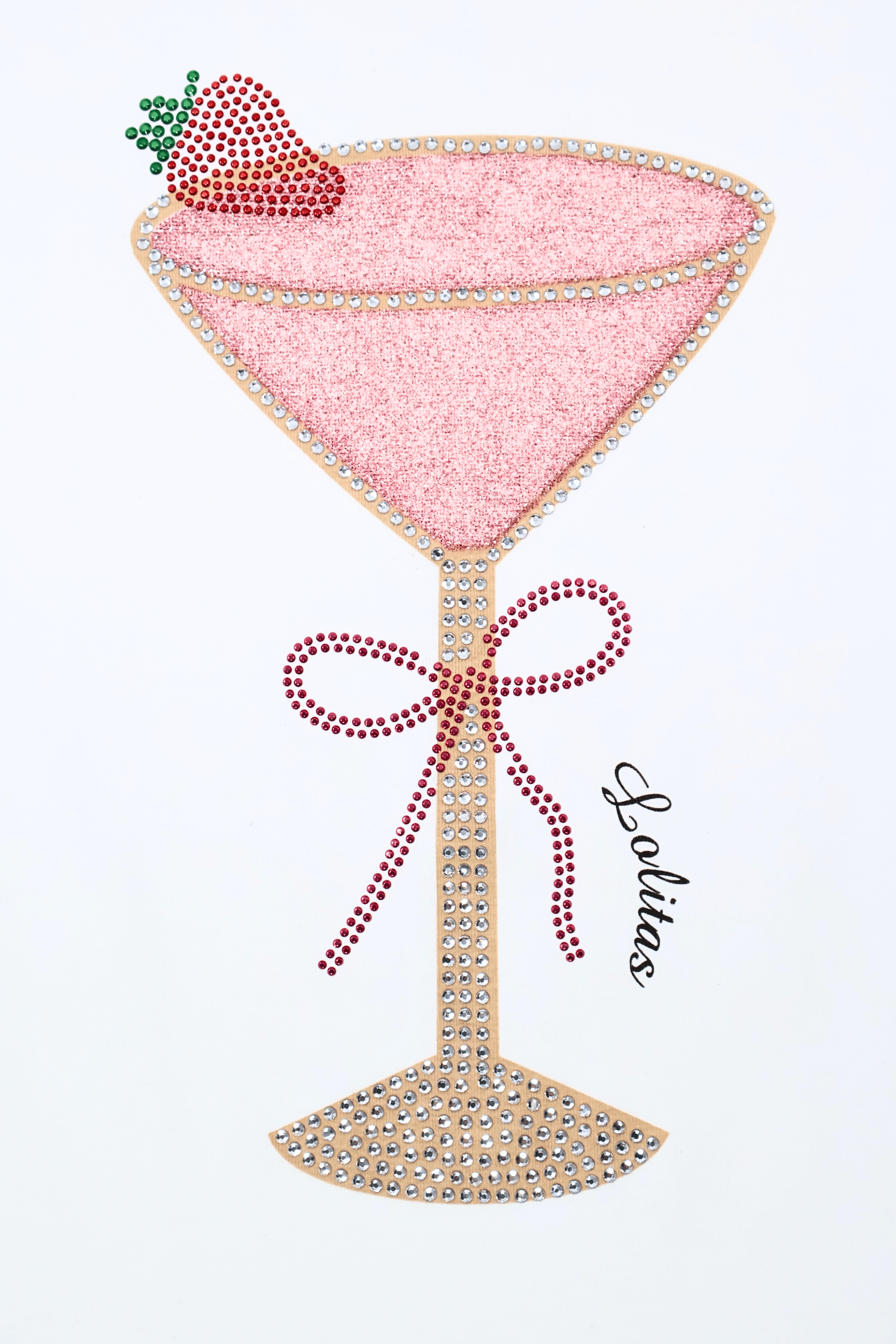 Camiseta blanca copa coctel strass Lolitas&L - lolitasyl.com