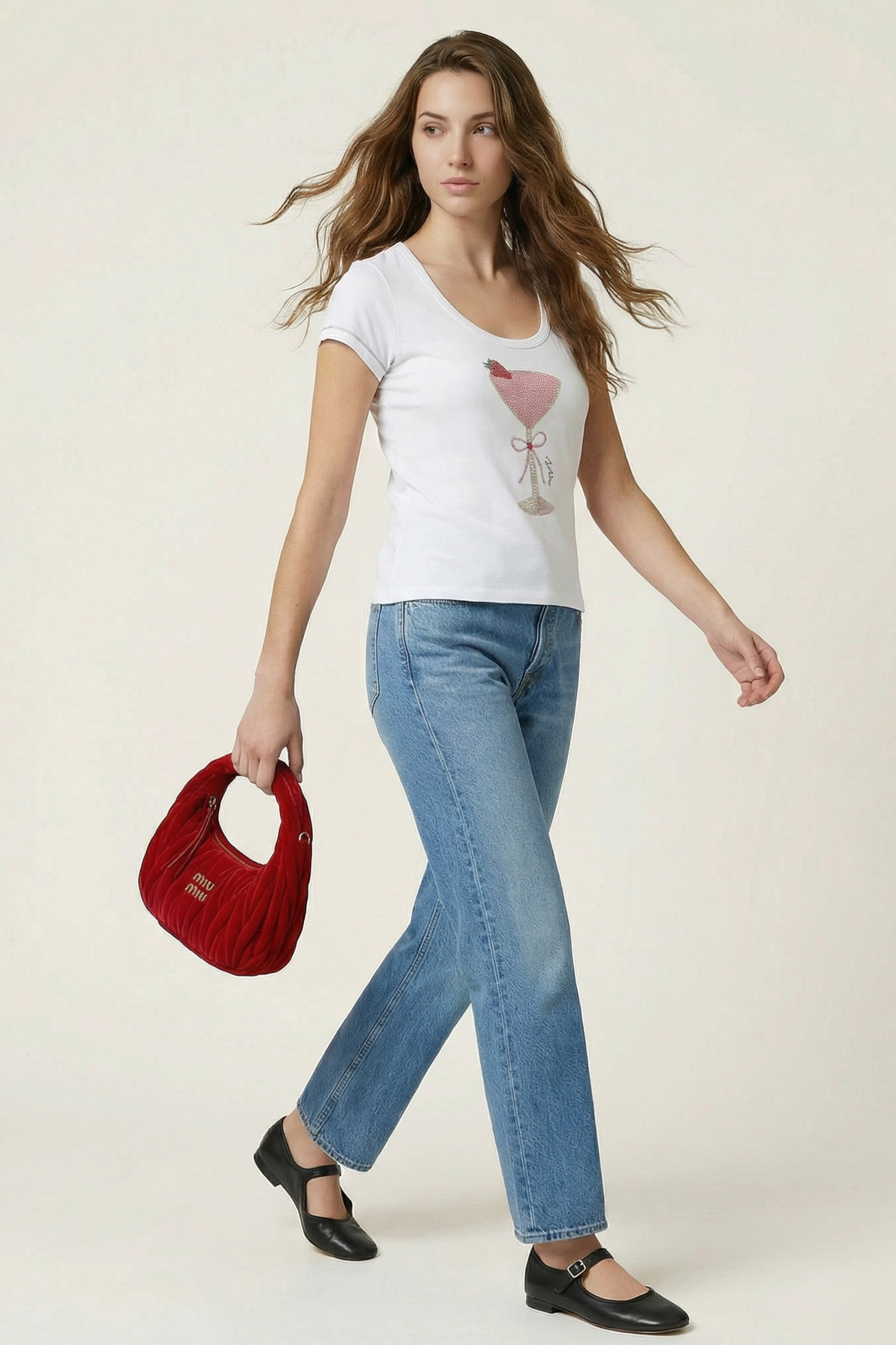 Camiseta blanca copa coctel strass Lolitas&L