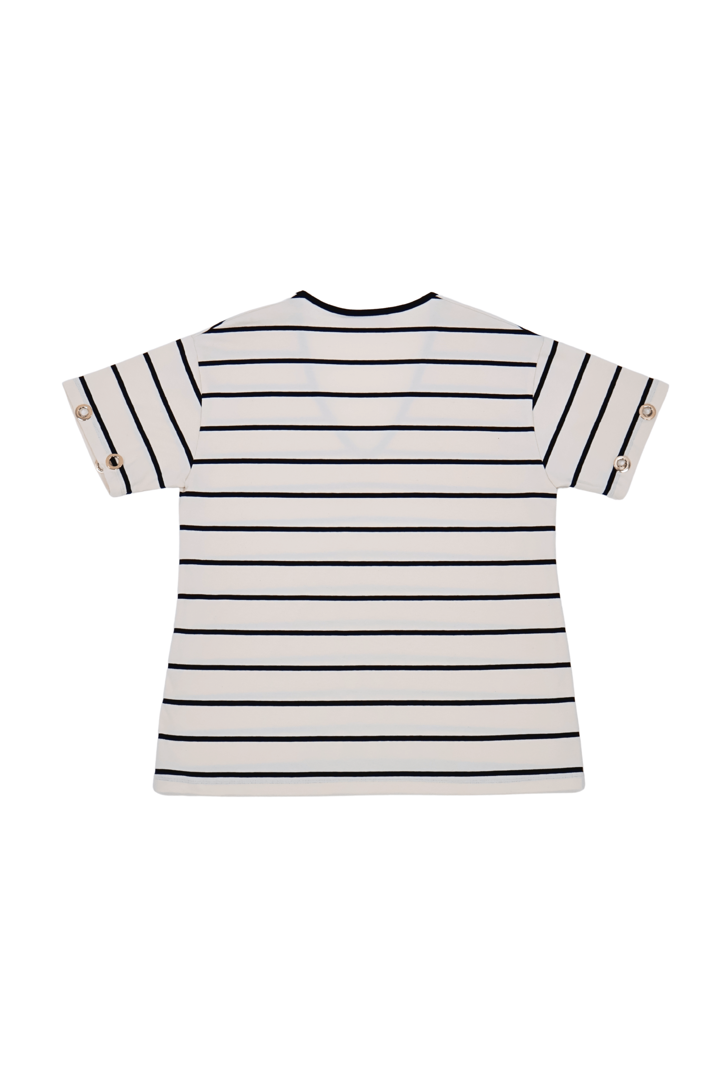 Camiseta blanca de rayas escote uve Lolitas&L - lolitasyl.com