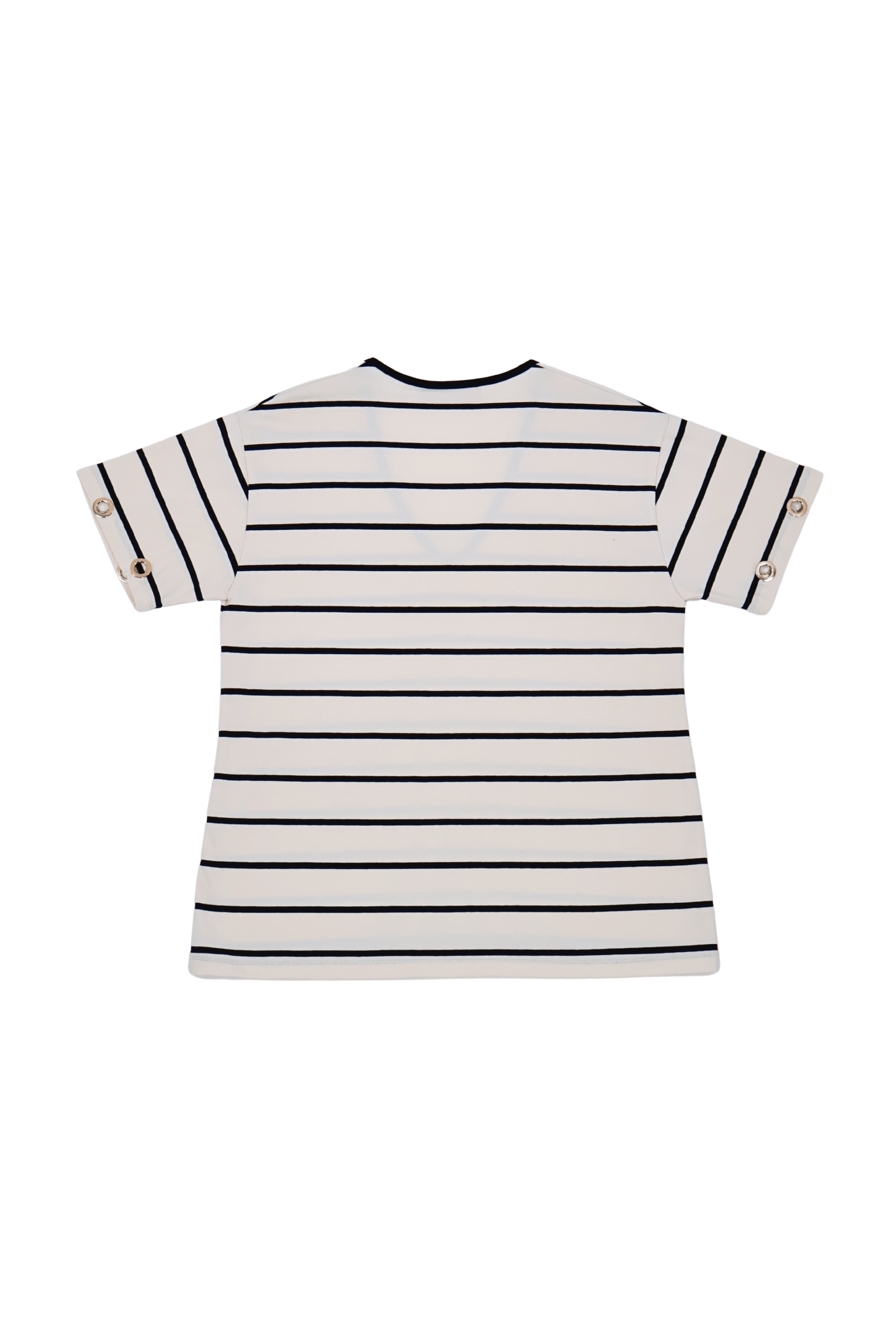 Camiseta blanca de rayas escote uve Lolitas&L - lolitasyl.com