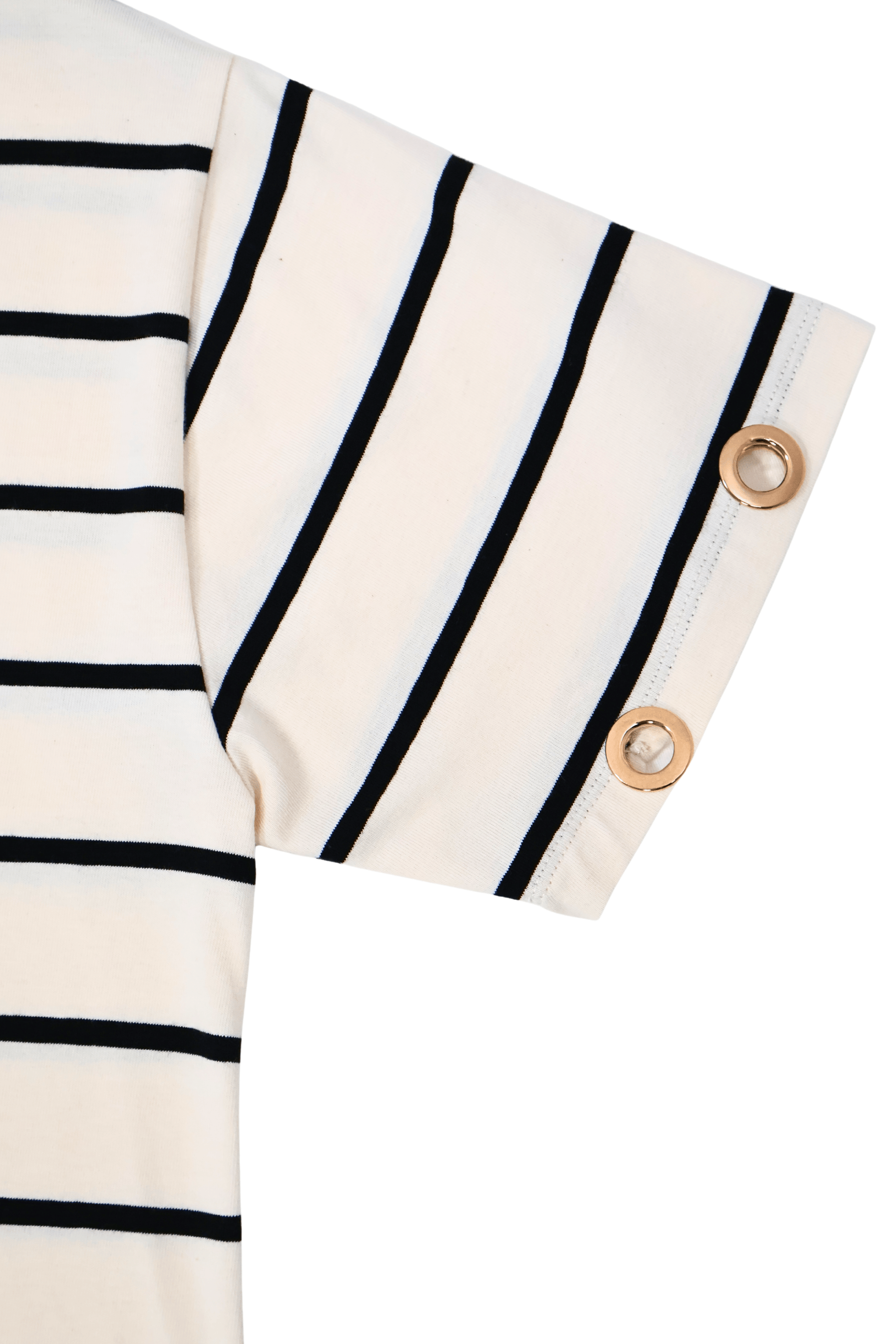 Camiseta blanca de rayas escote uve Lolitas&L - lolitasyl.com