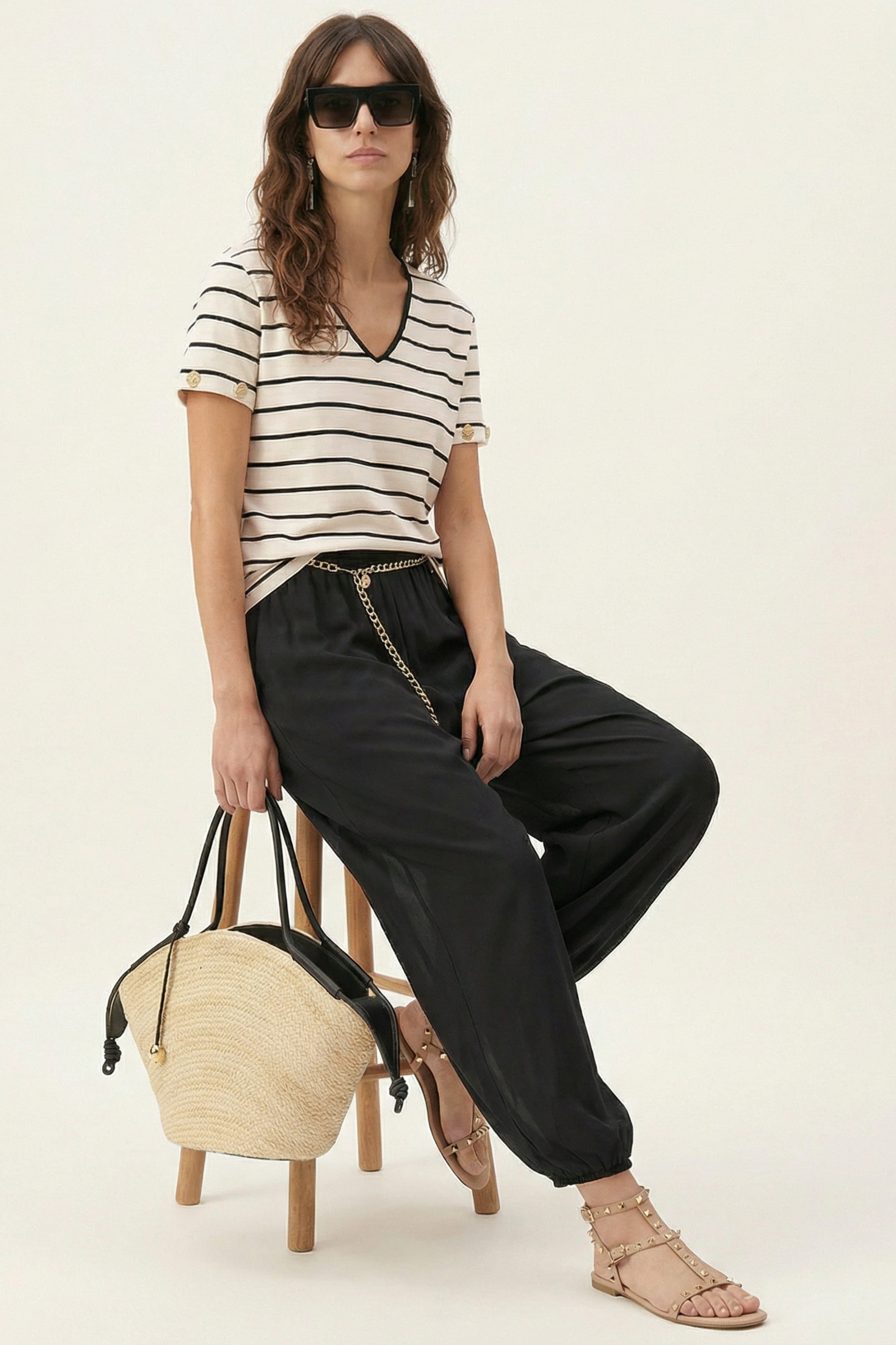 Camiseta blanca de rayas escote uve Lolitas&L