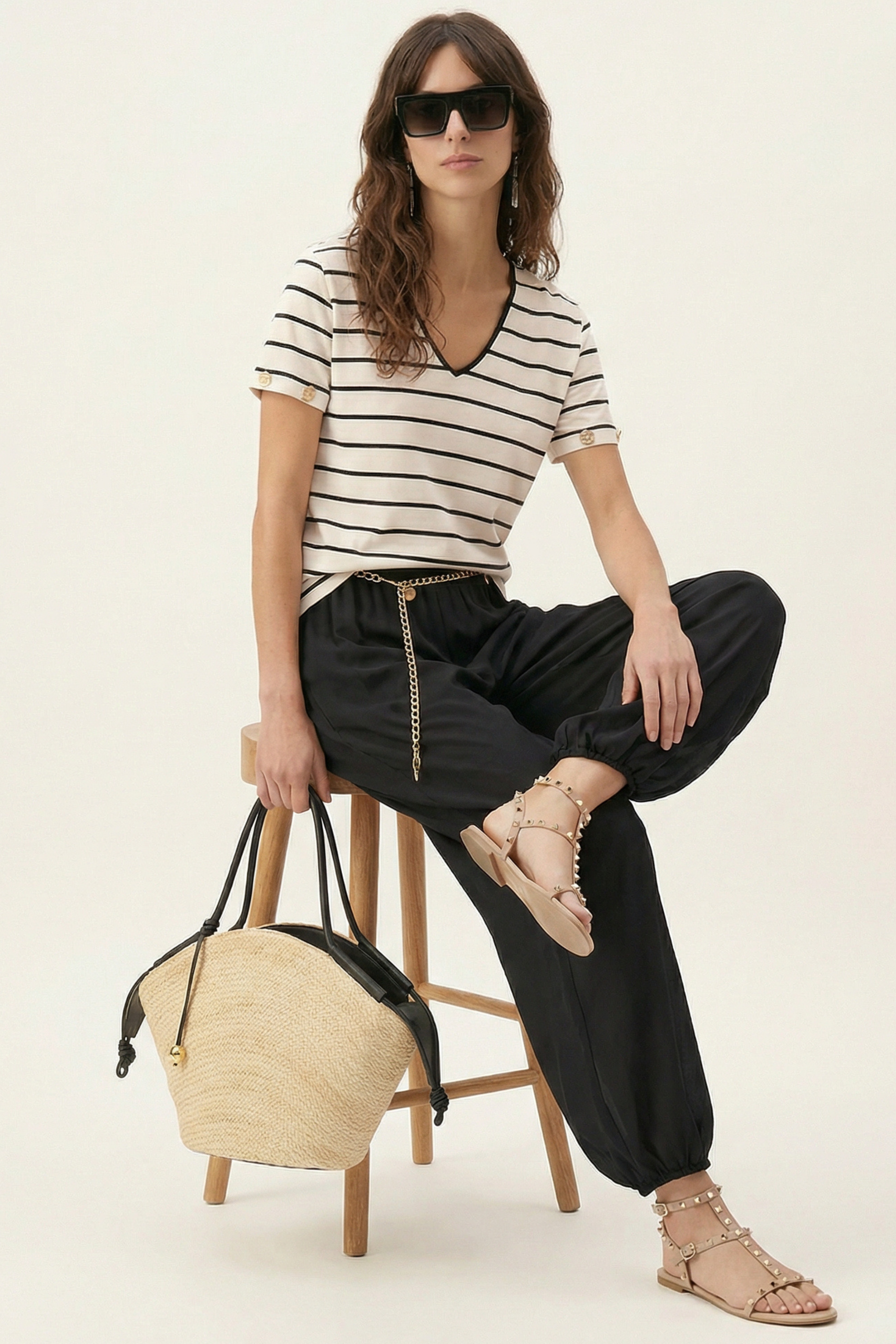 Camiseta blanca de rayas escote uve Lolitas&L