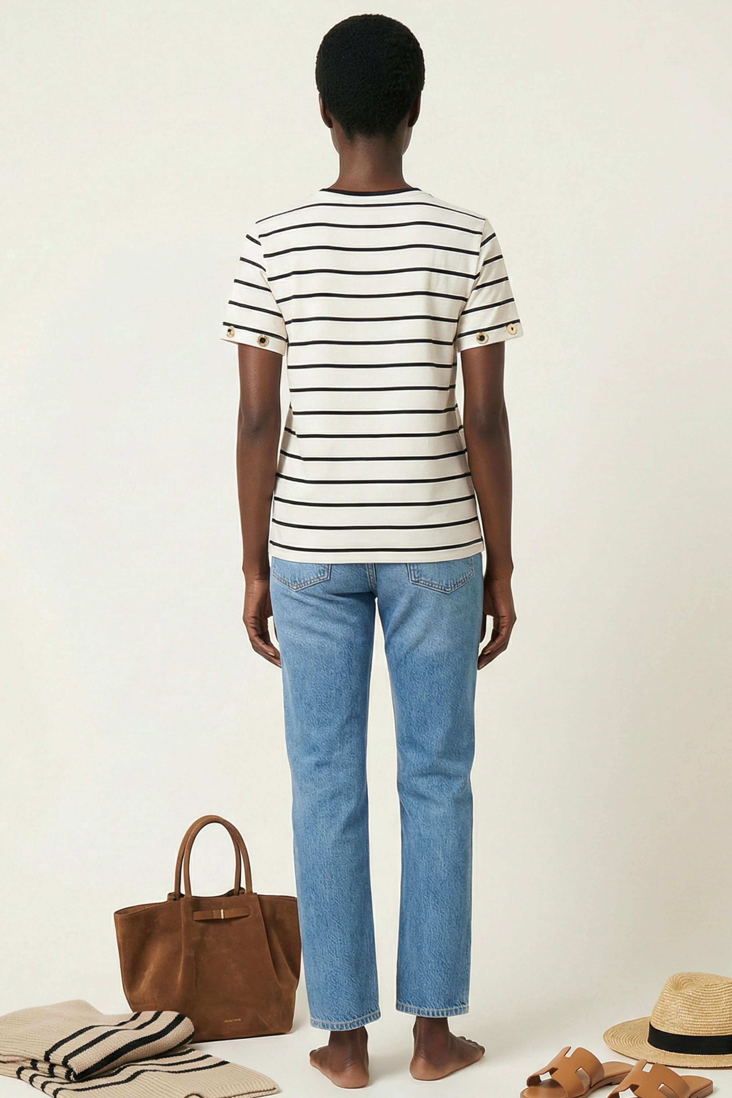 Camiseta blanca de rayas escote uve Lolitas&L