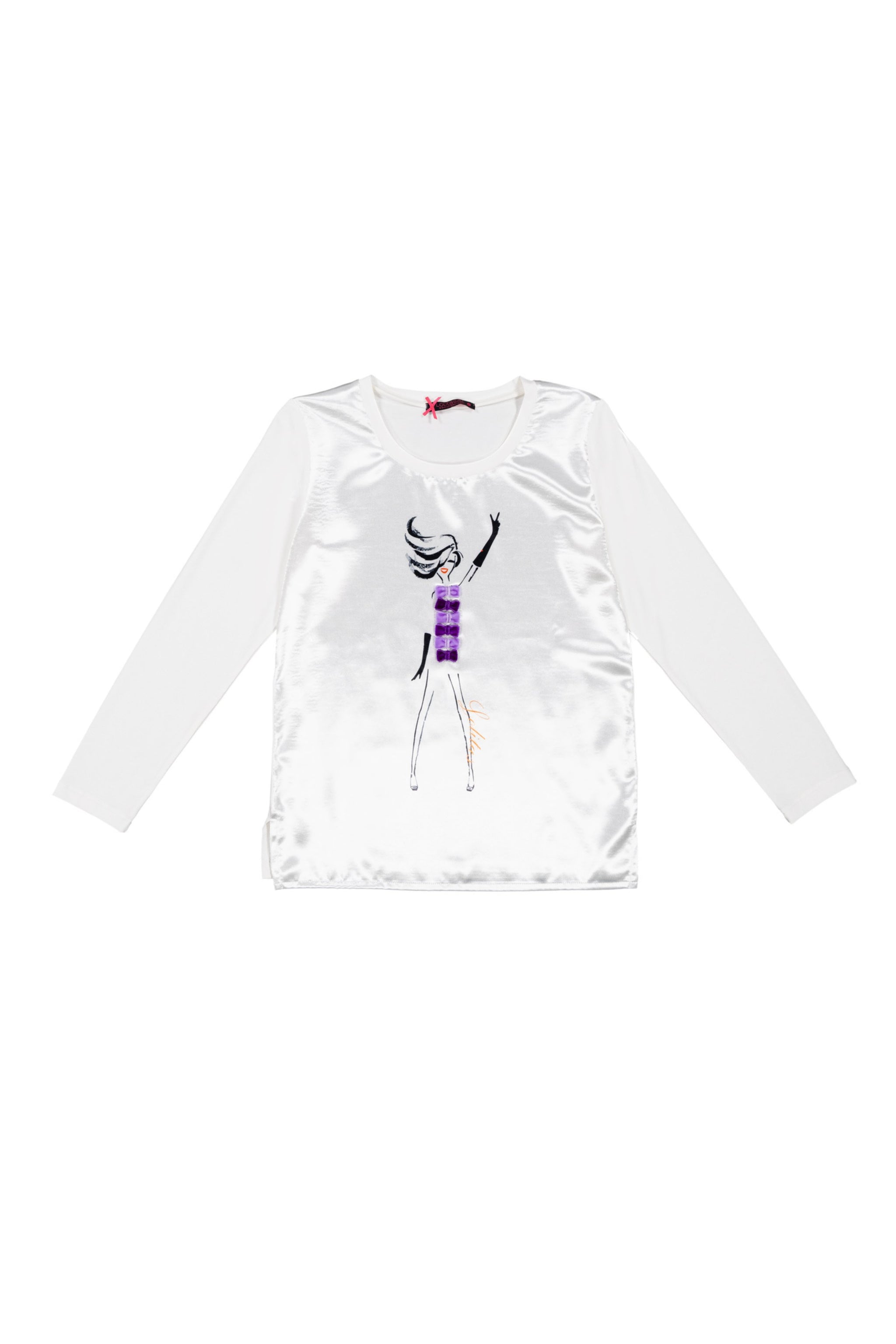 Camiseta blanca delantero raso motivo silueta Lolitas&L - lolitasyl.com