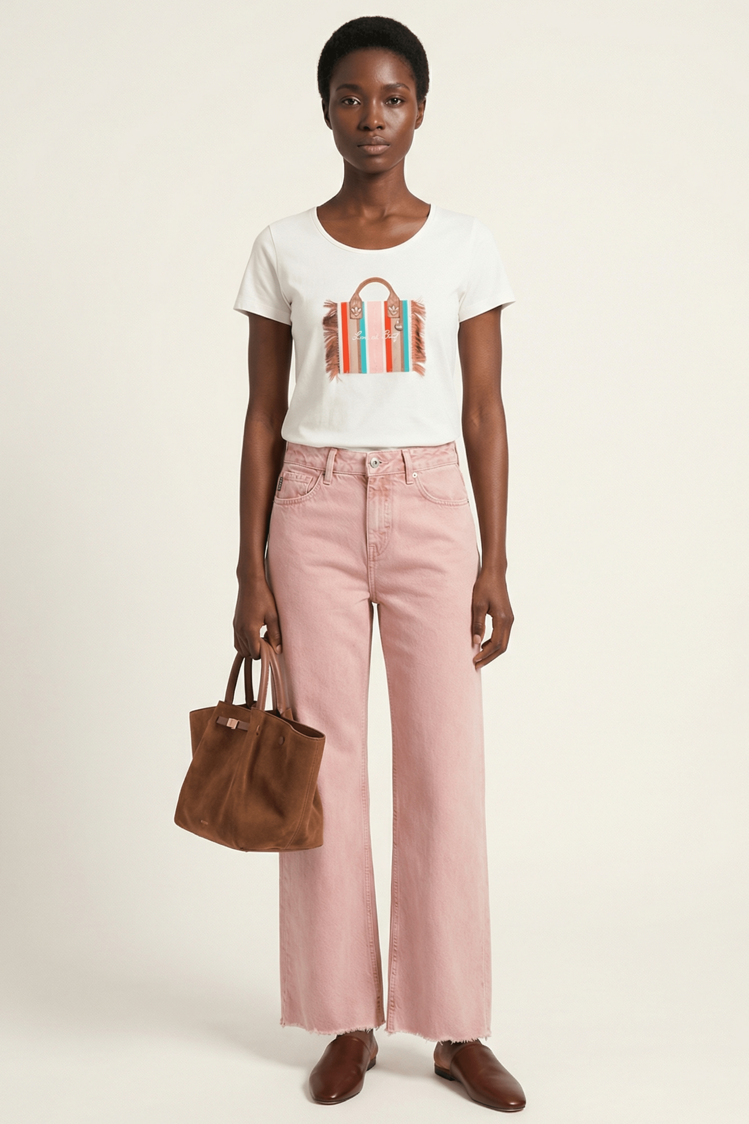 Camiseta blanca detalle bordado bolso con flecos Lolitas&L - lolitasyl.com