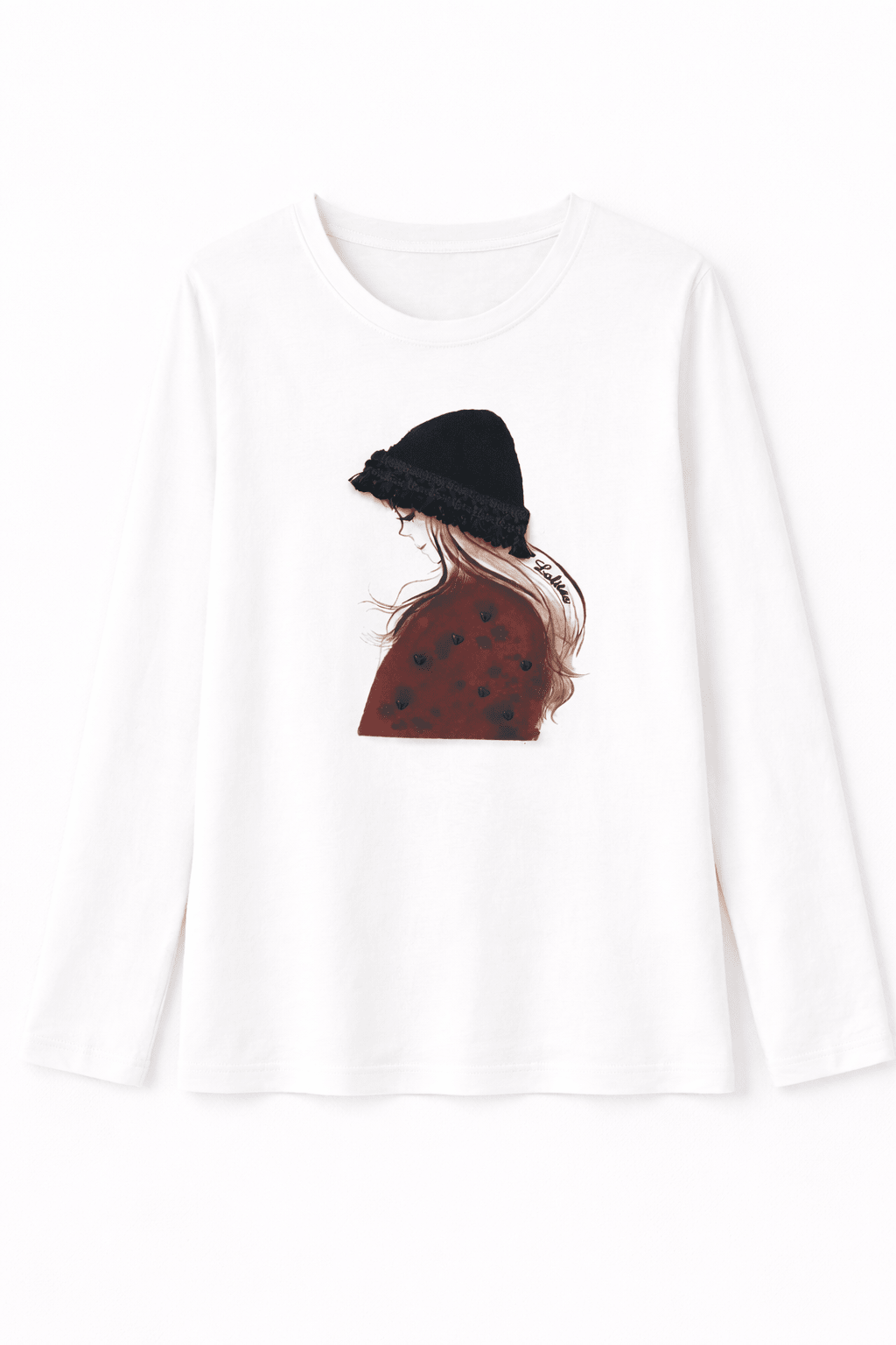 Camiseta Blanca en Jersey de Algodón con Estampado Digital y Bordado – Lolitas&L - lolitasyl.com