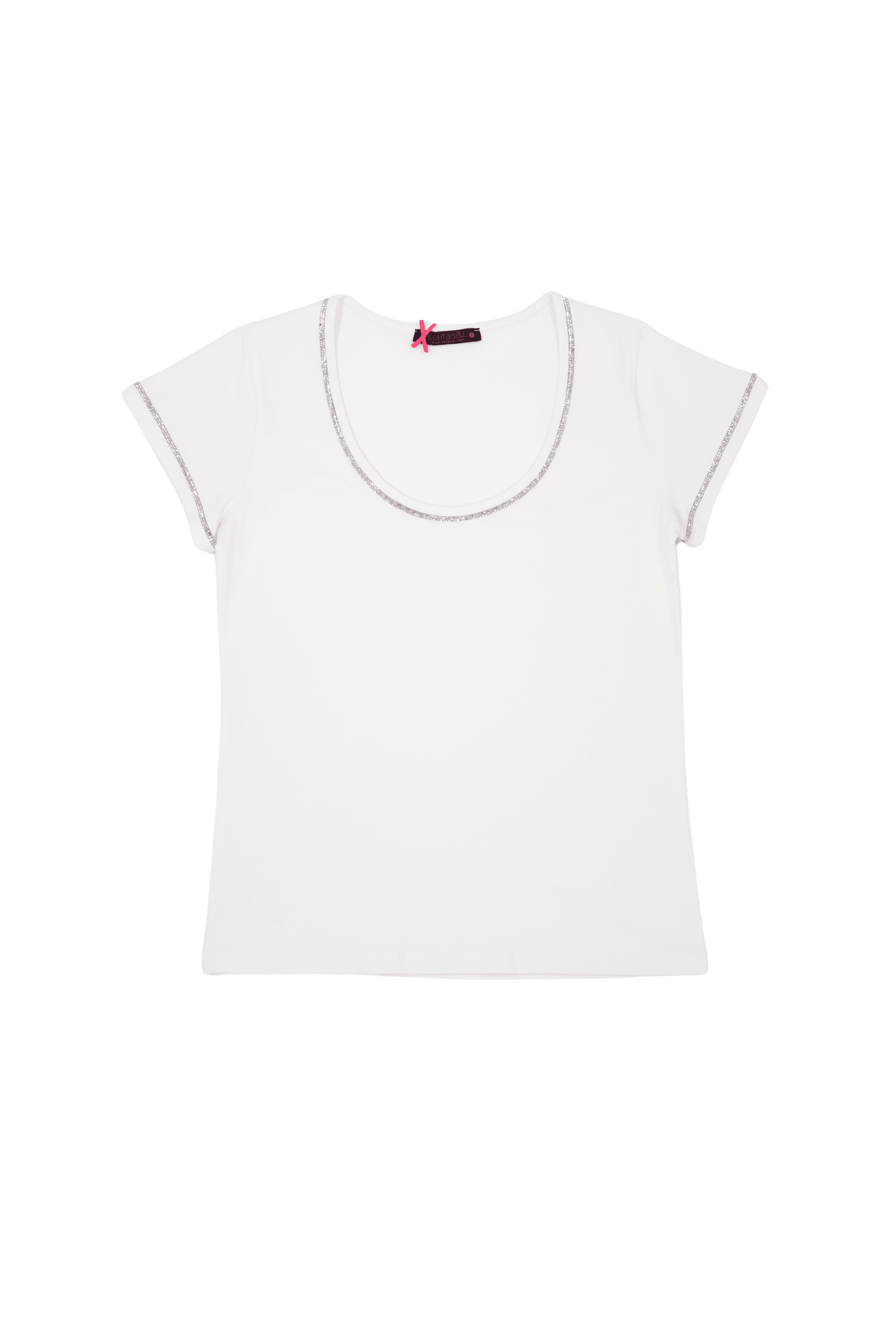 Camiseta blanca escote collar con tira de strass Lolitas&L - lolitasyl.com