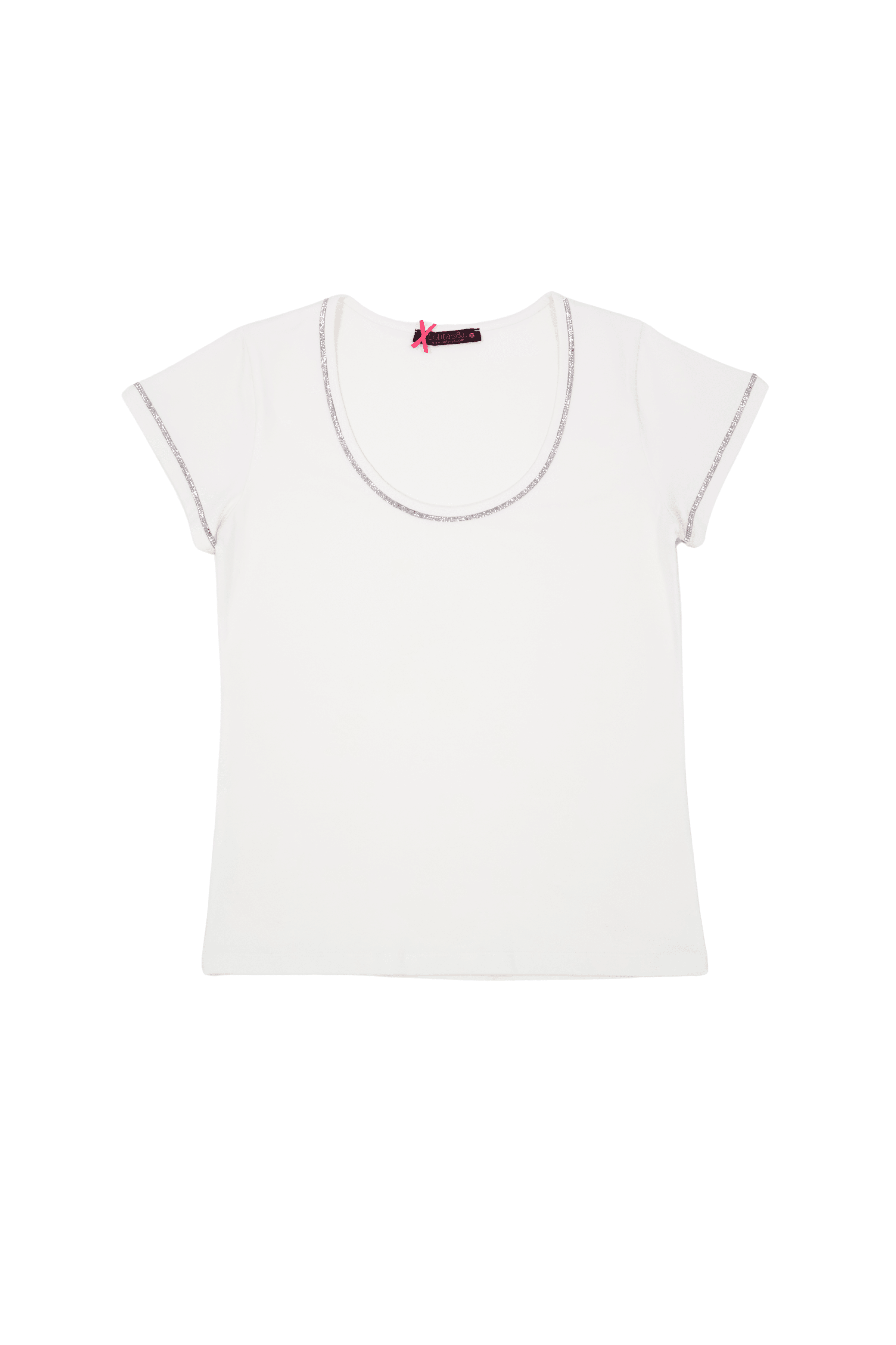 Camiseta blanca escote collar con tira de strass Lolitas&L - lolitasyl.com