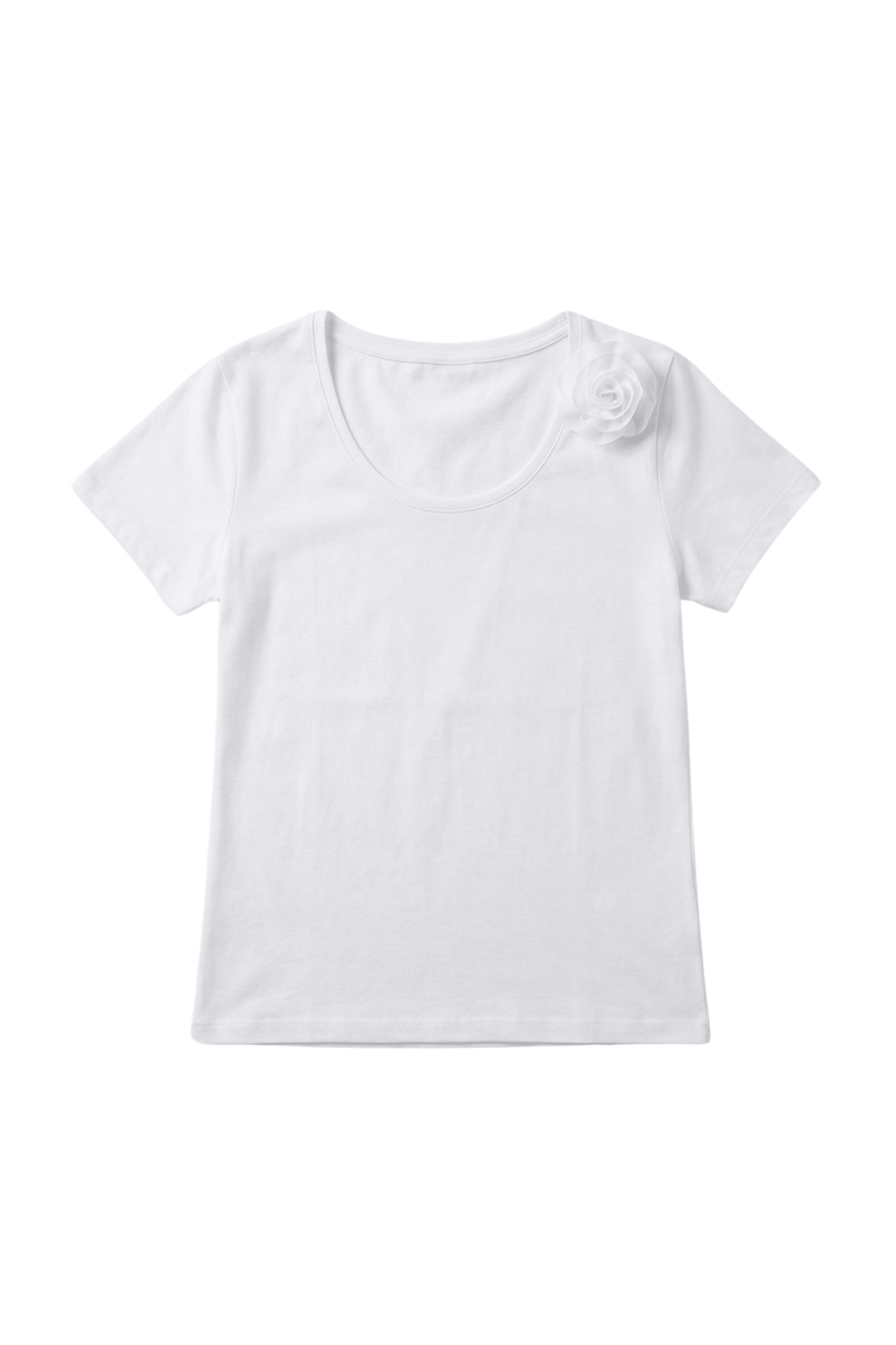 Camiseta blanca escote redondo con flor Lolitas&L - lolitasyl.com
