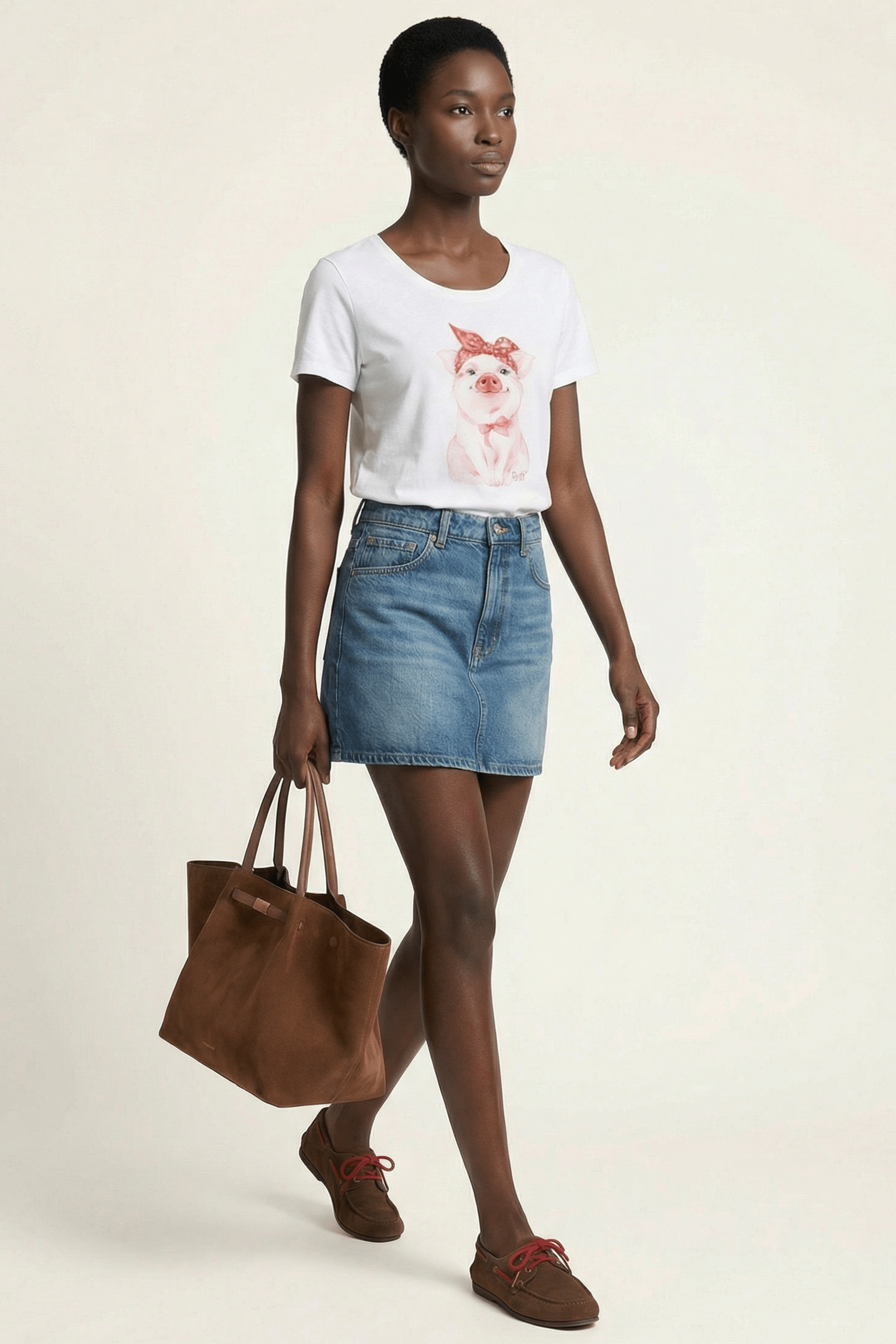 Camiseta blanca estampado cerdito manga corta Lolitas&L - lolitasyl.com