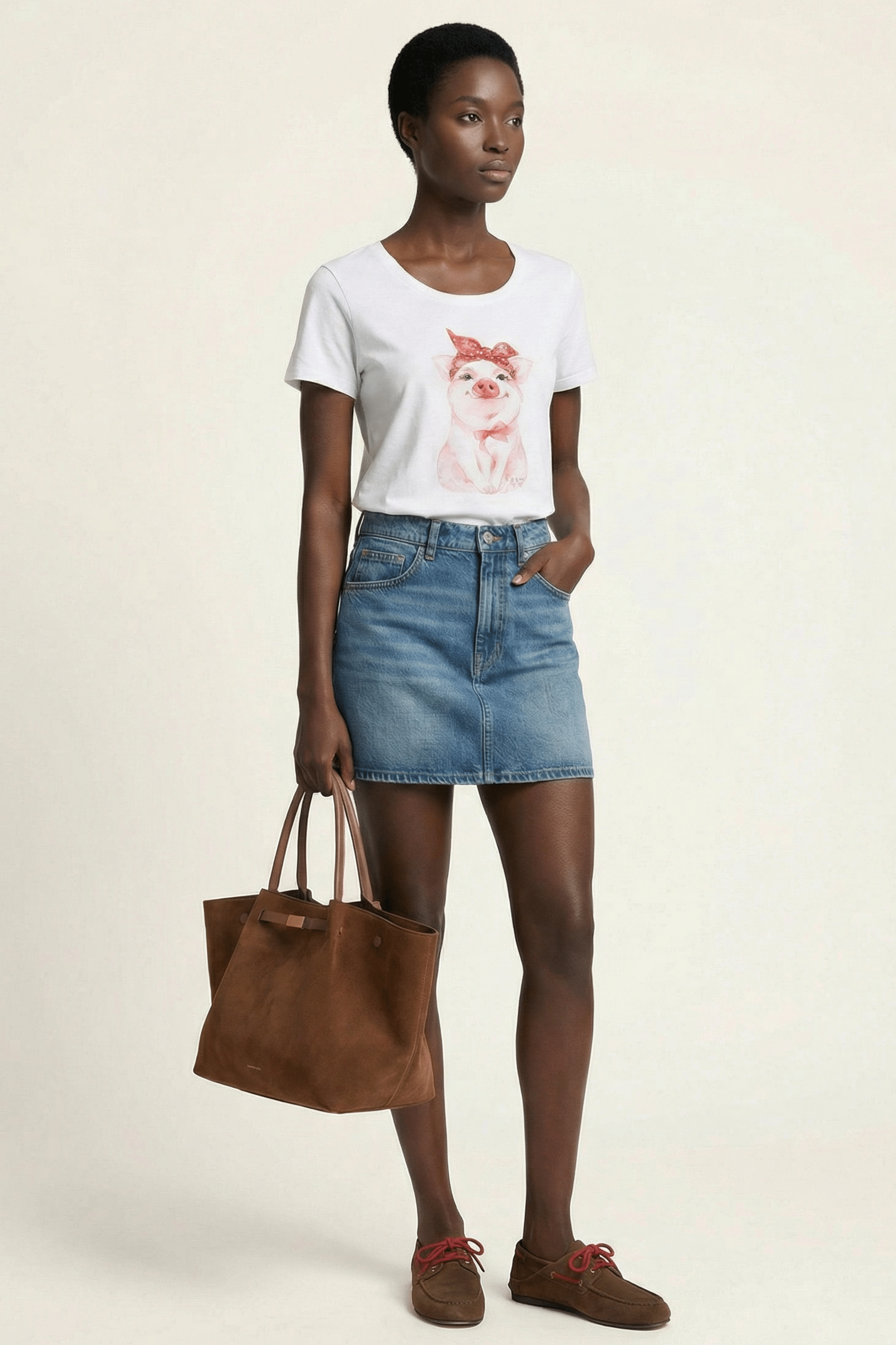 Camiseta blanca estampado cerdito manga corta Lolitas&L - lolitasyl.com