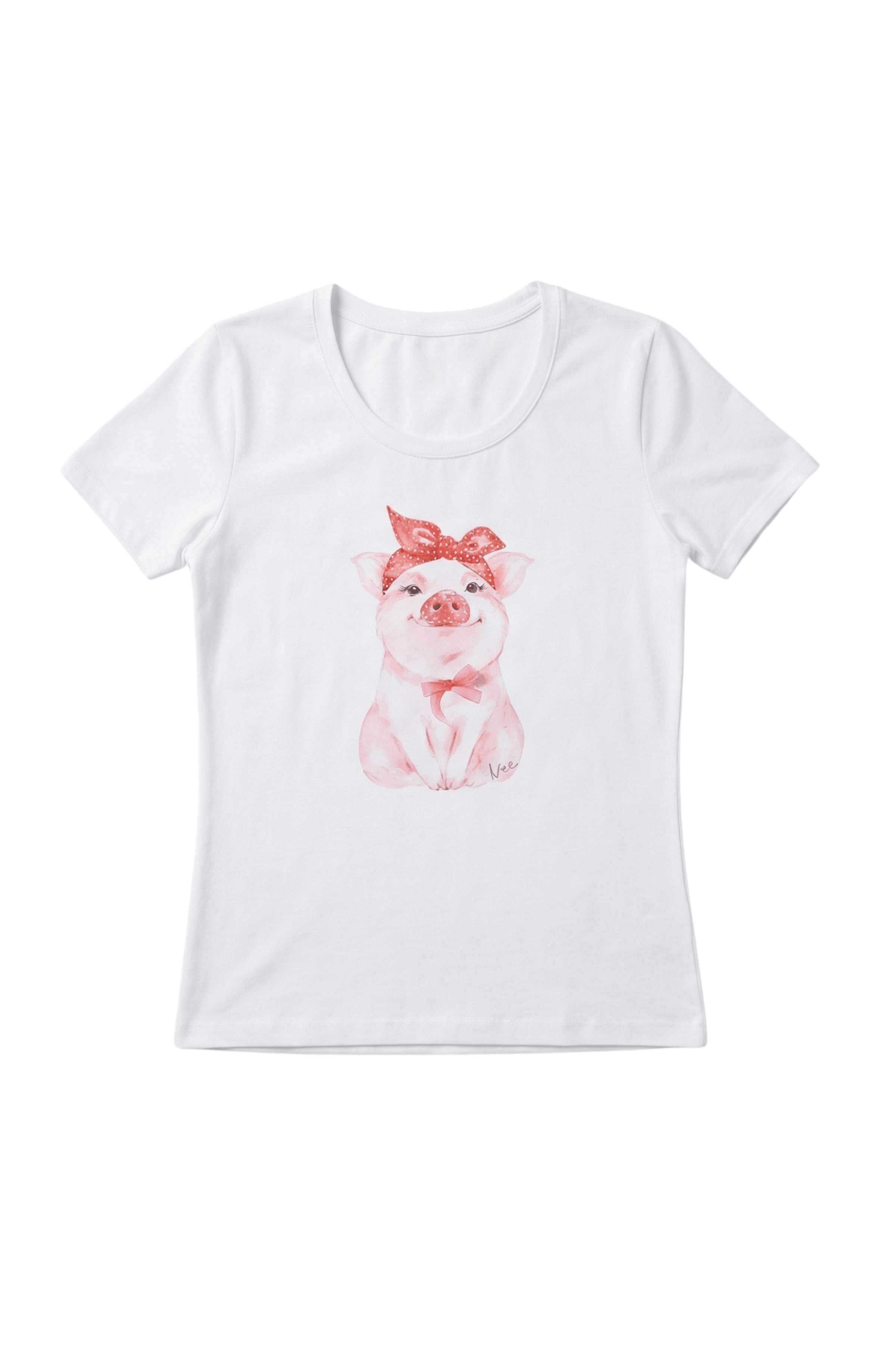 Camiseta blanca estampado cerdito manga corta Lolitas&L - lolitasyl.com