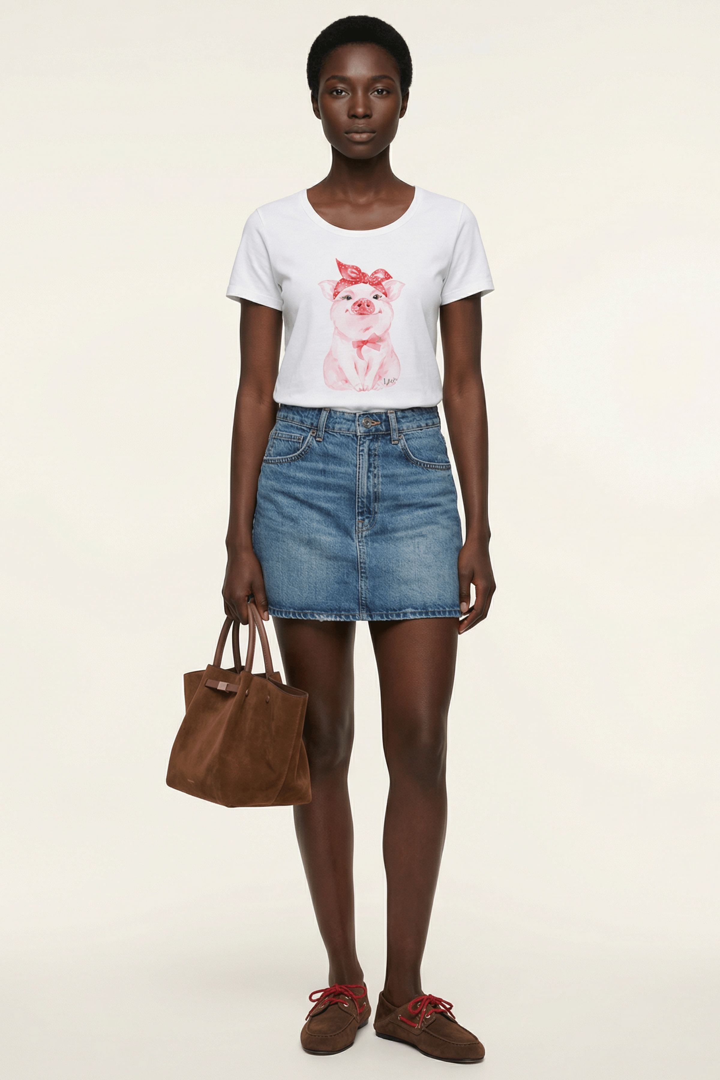 Camiseta blanca estampado cerdito manga corta Lolitas&L - lolitasyl.com