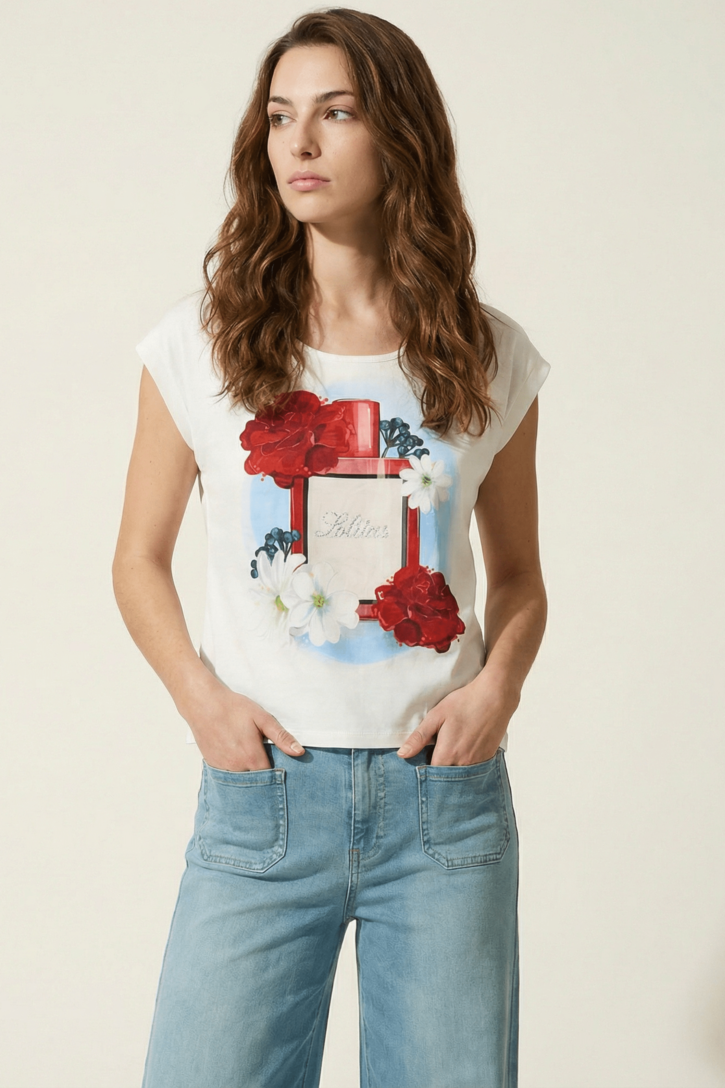 Camiseta blanca estampado perfume manga corta Lolitas&L - lolitasyl.com