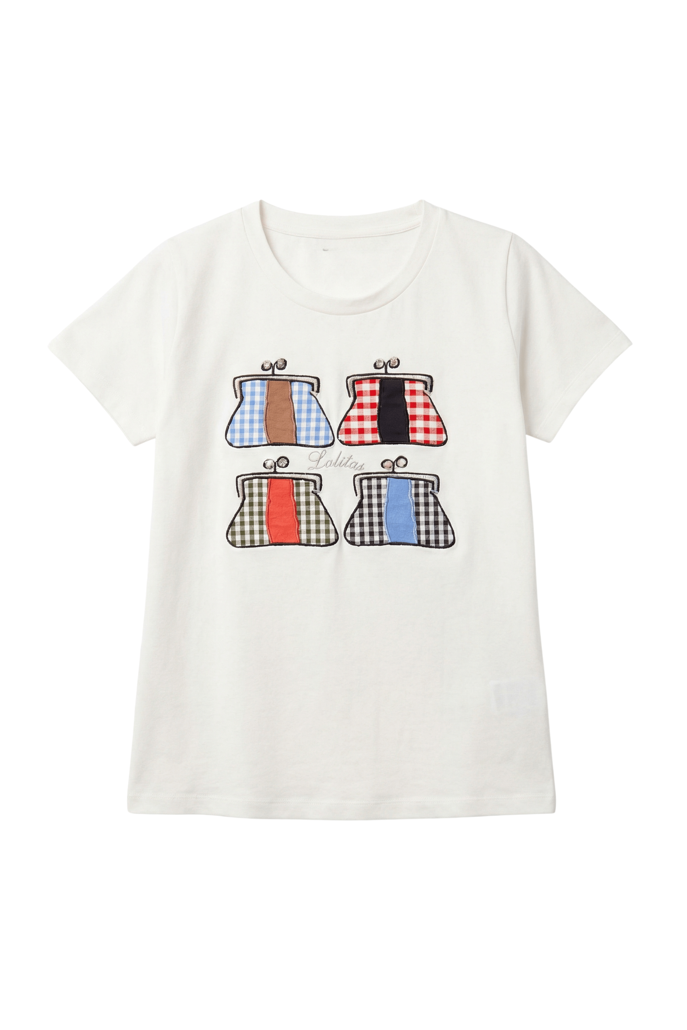 Camiseta blanca motivo bolsitos bordados Lolitas&L - lolitasyl.com
