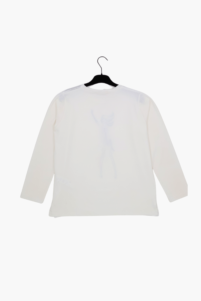 Camiseta blanca Preloved delantero raso motivo silueta Lolitas&L - lolitasyl.com