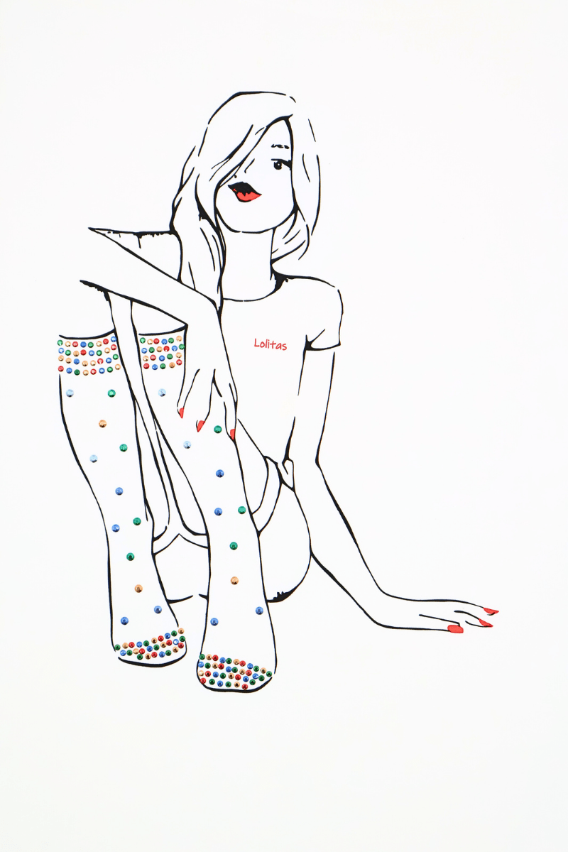 Camiseta blanca Preloved estampado silueta Lolitas&L - lolitasyl.com