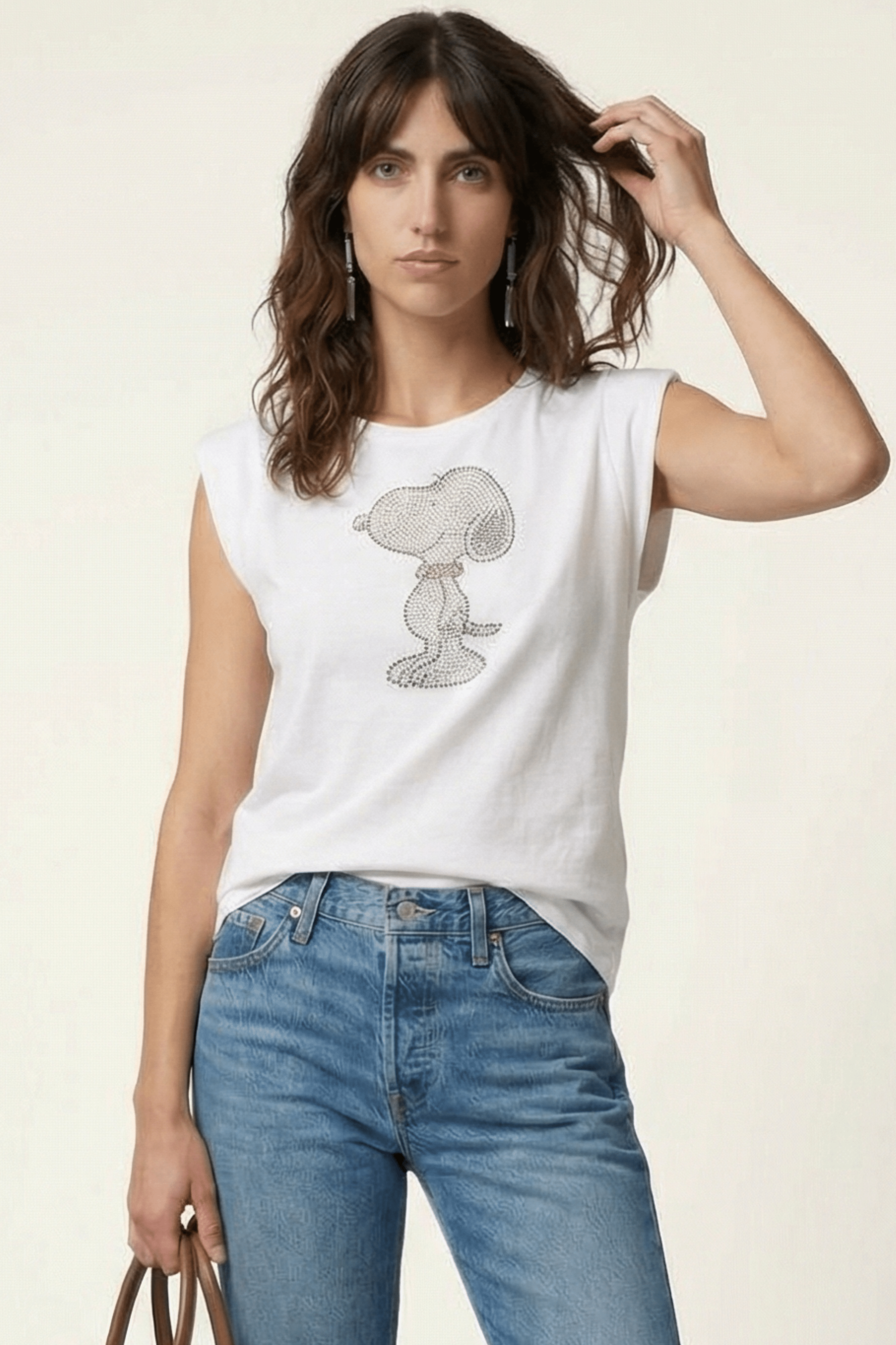 Camiseta blanca Snoopy de strass Lolitas&L - lolitasyl.com