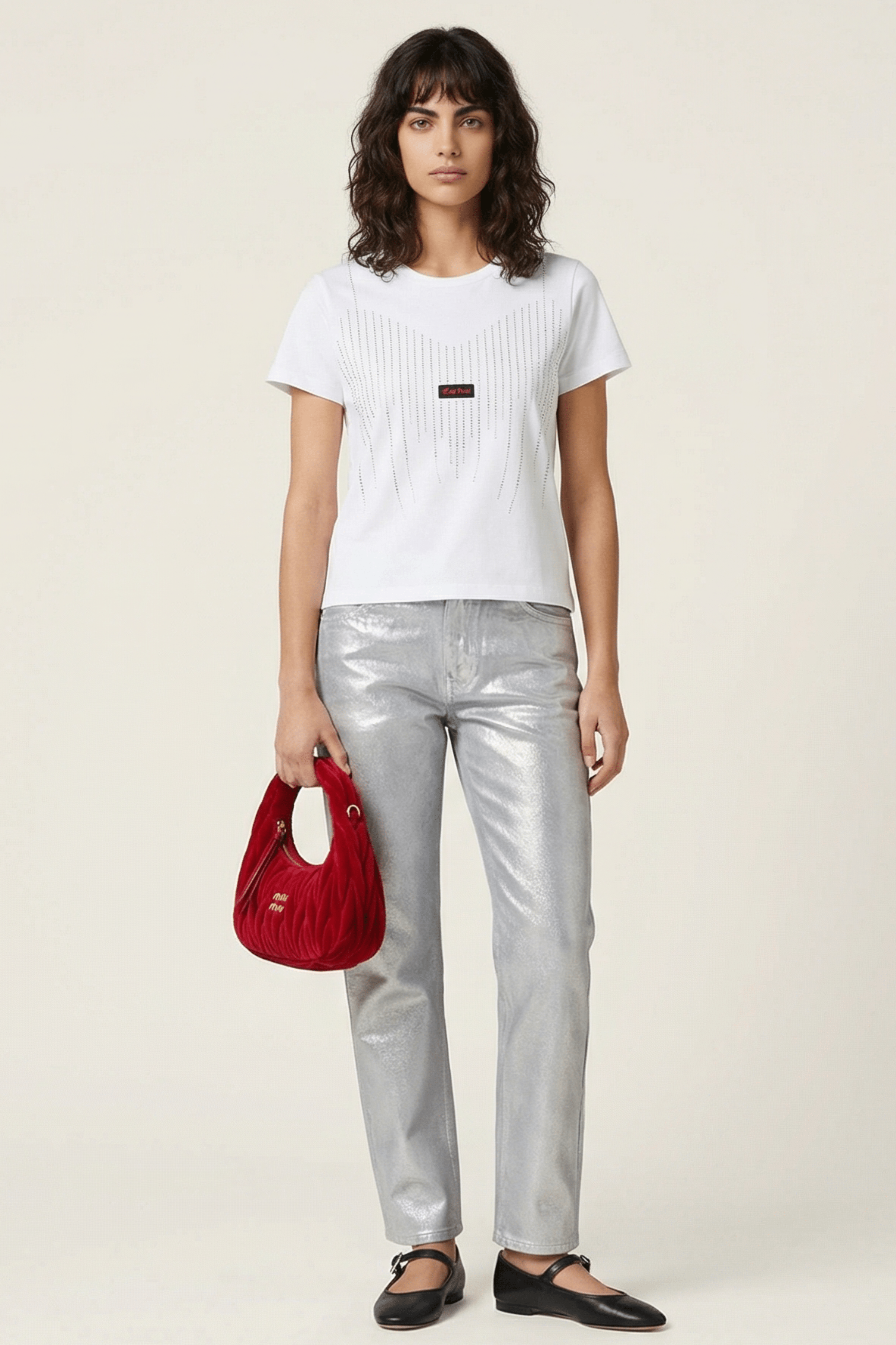 Camiseta blanca stras con logo Lolitas&L - lolitasyl.com