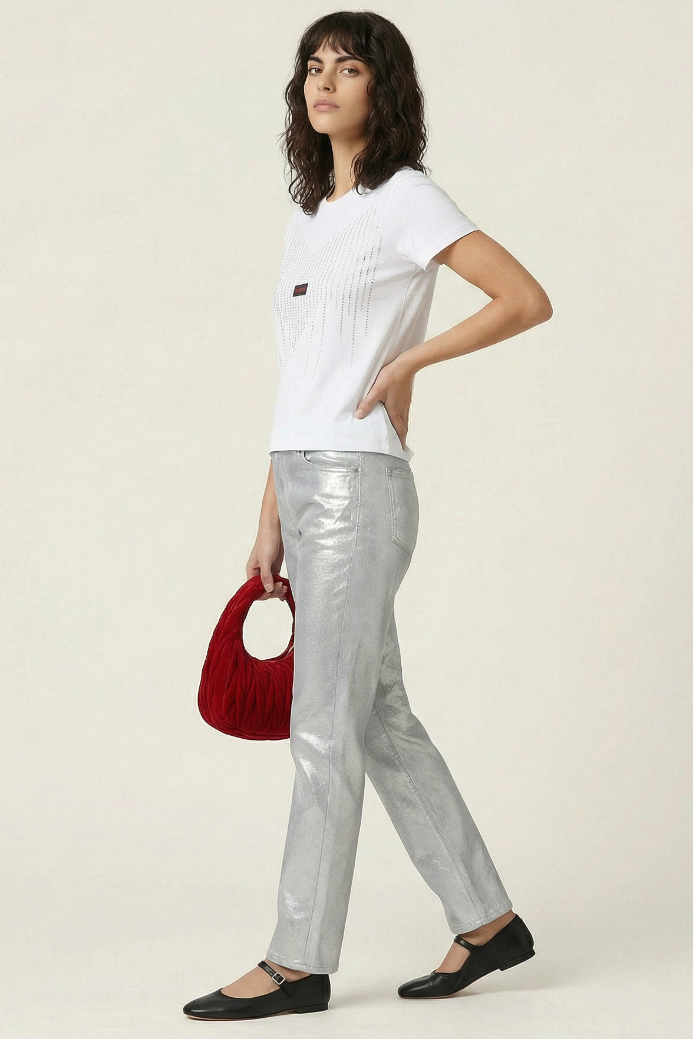 Camiseta blanca stras con logo Lolitas&L