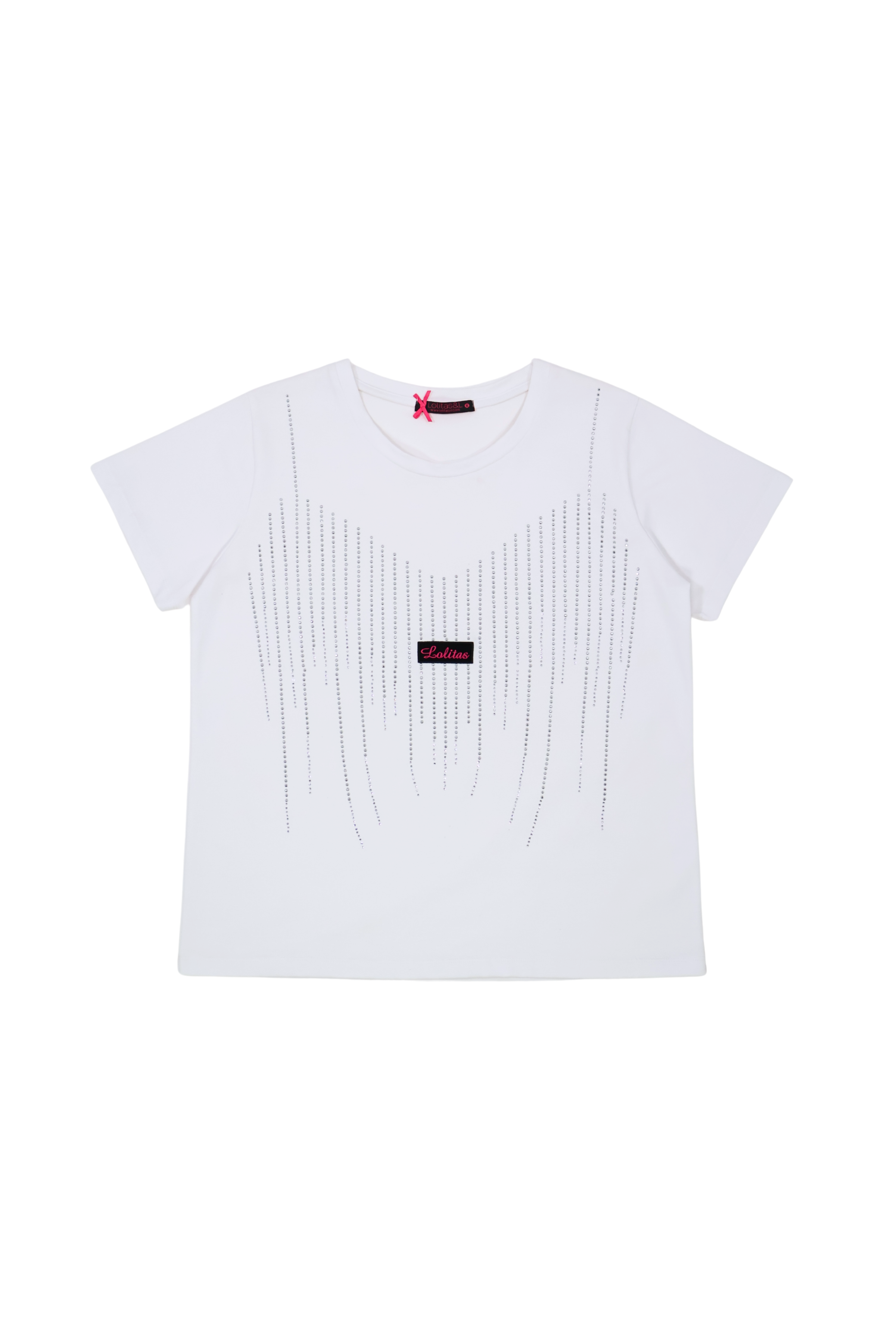 Camiseta blanca stras con logo Lolitas&L